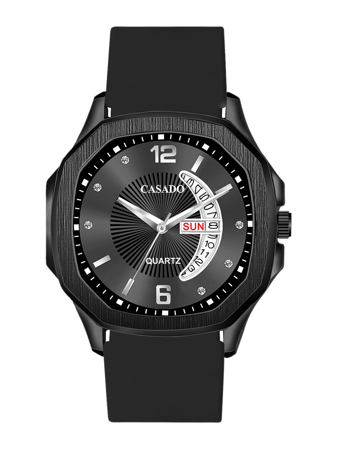 CASADO Men Printed Dial & Textured Straps Analogue Watch CSD-653-BLACK-BLACK-DD
