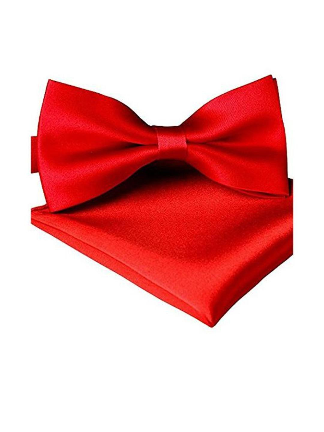 VOICI Red Satin Solid Bow Tie
