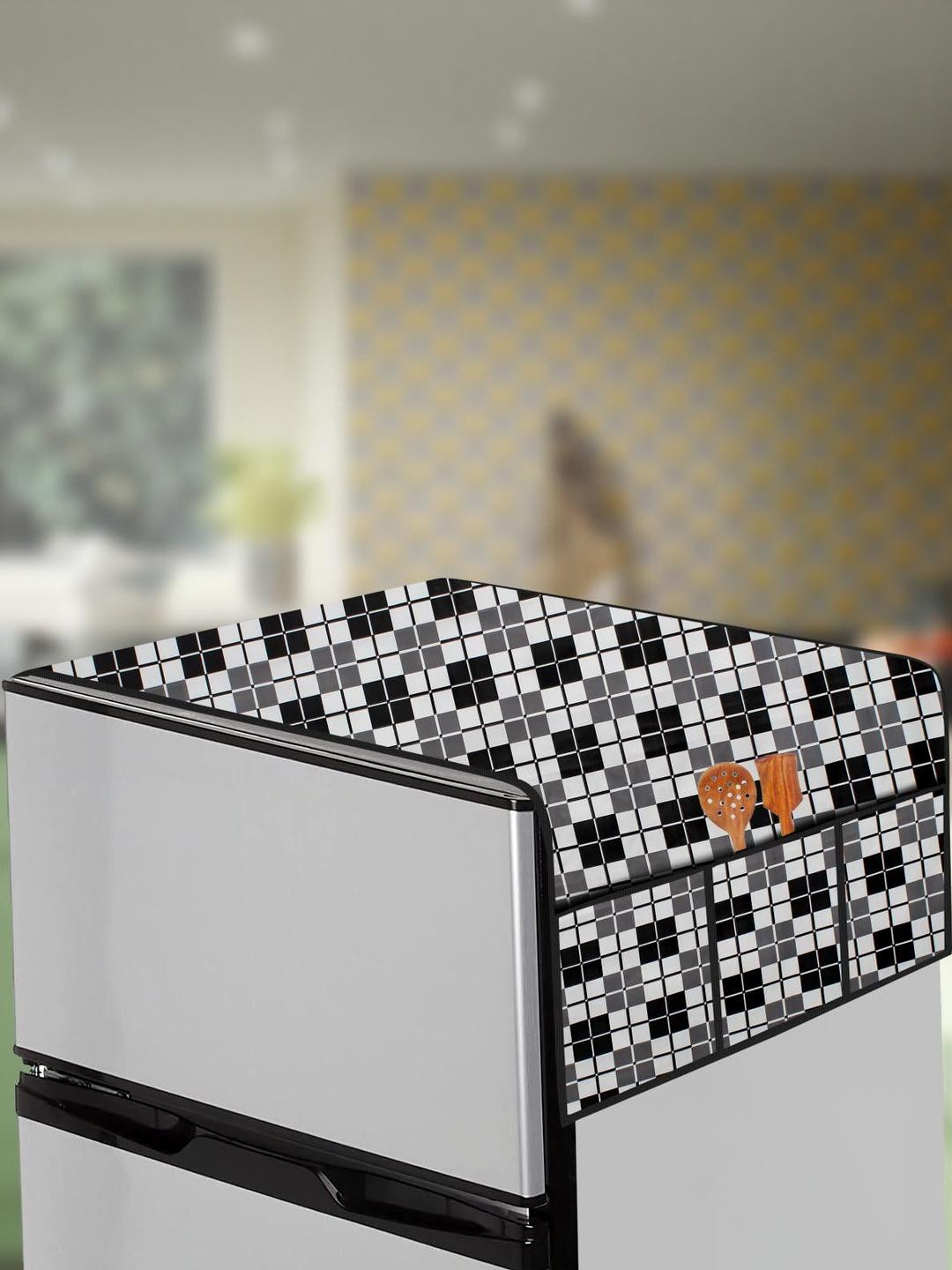 The Furnishing Tree Grey Surface Patterned PVC Fridge Top Cover