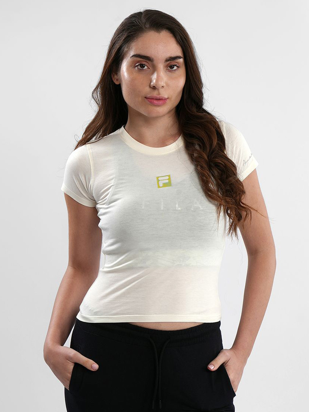 FILA Women Cotton Fitted Crop Top