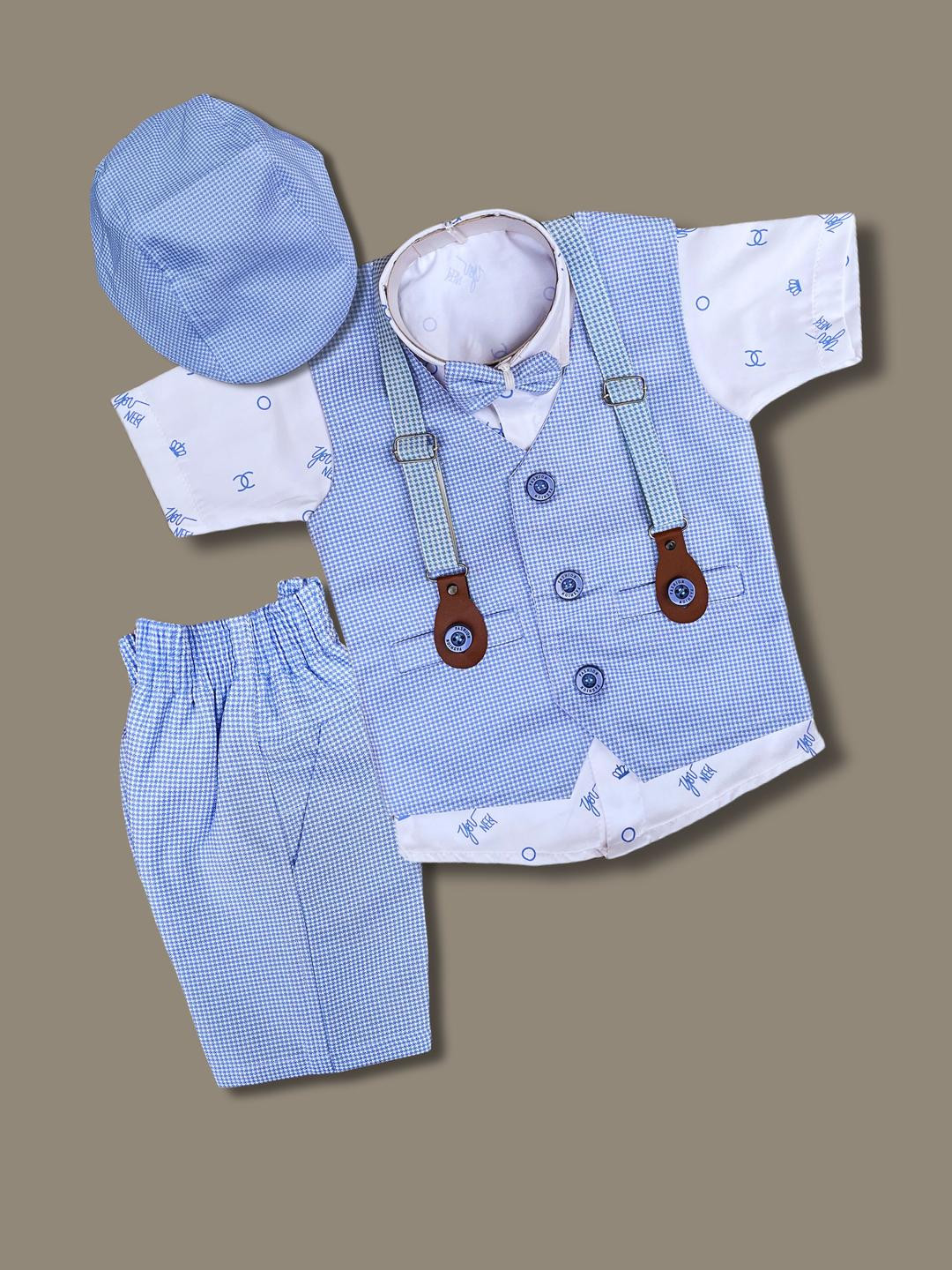 Qutie Ninja Boys Checked Single-Breasted Suits