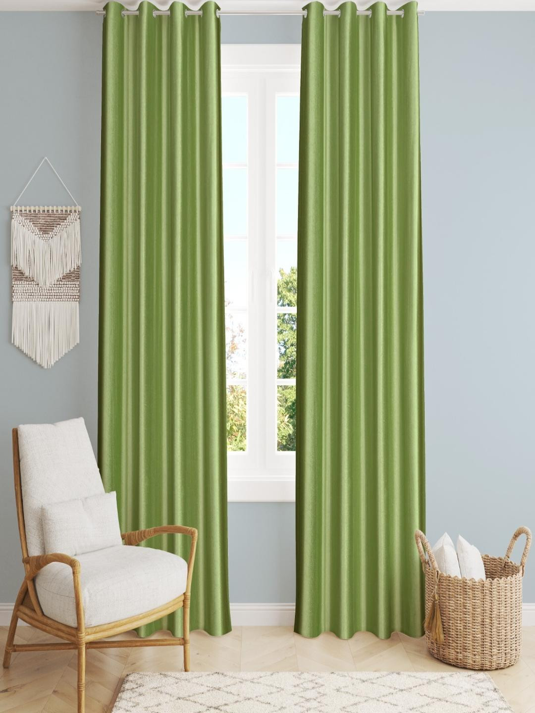 AADI TRADERS Green Polyester Window Curtain