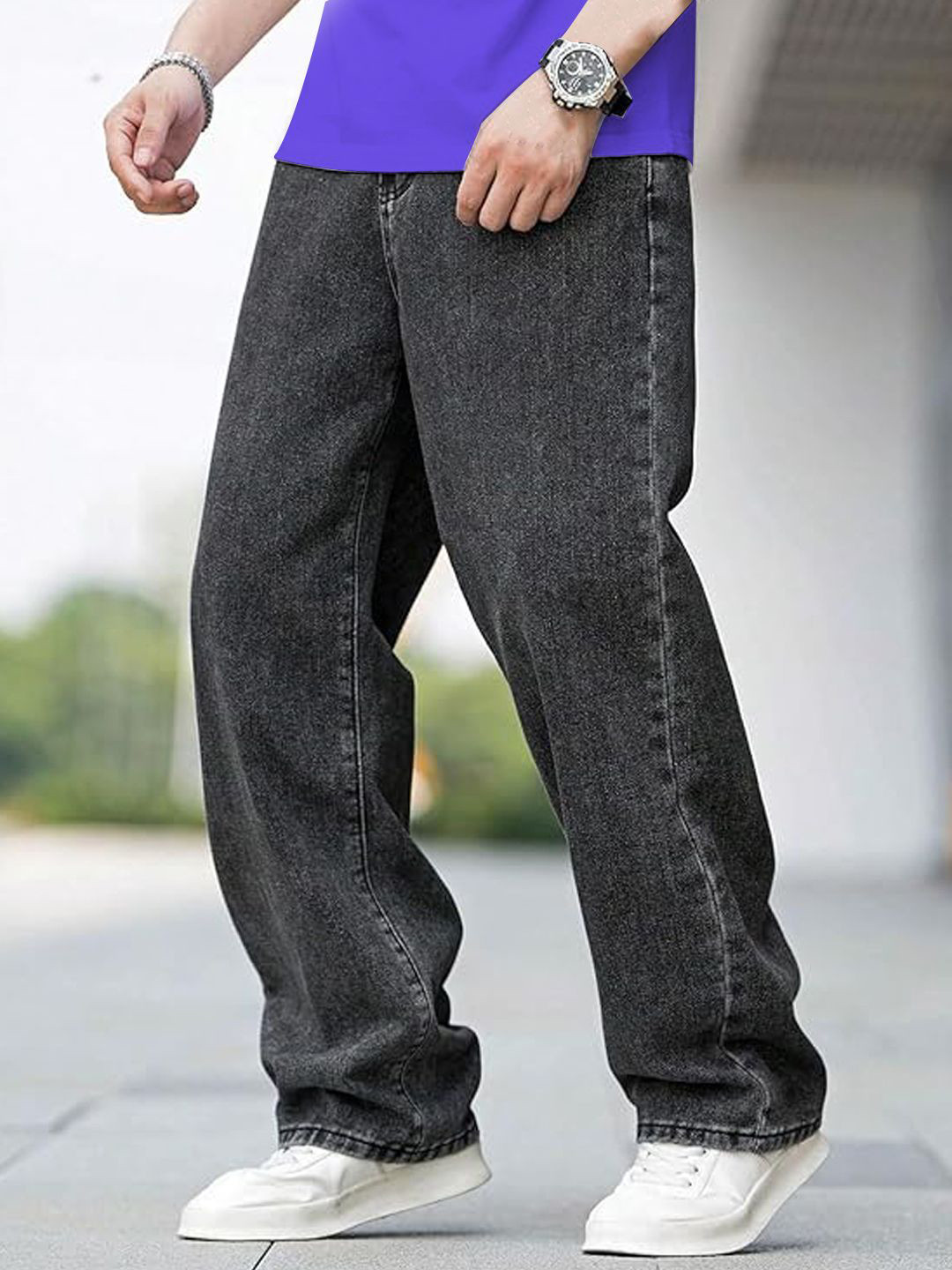 VYNTIQ Men Jean Mid-Rise Baggy Jeans
