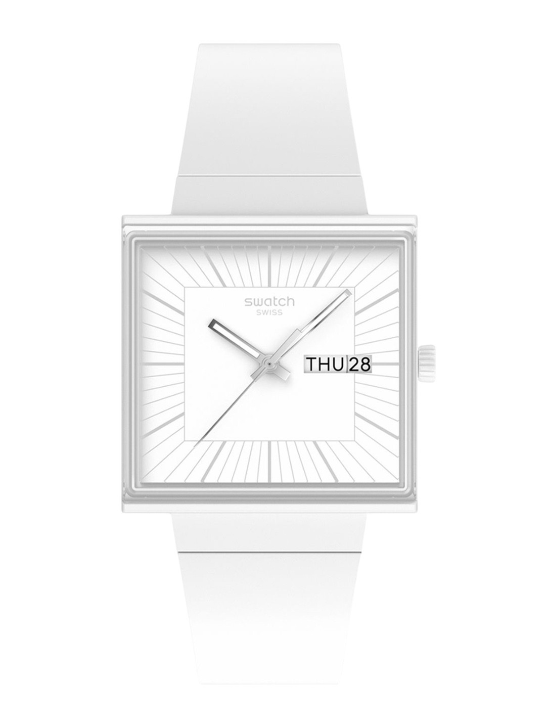 Swatch WHAT IF ALLWHITE Unisex Silicon Straps Analogue Watch SO34W700