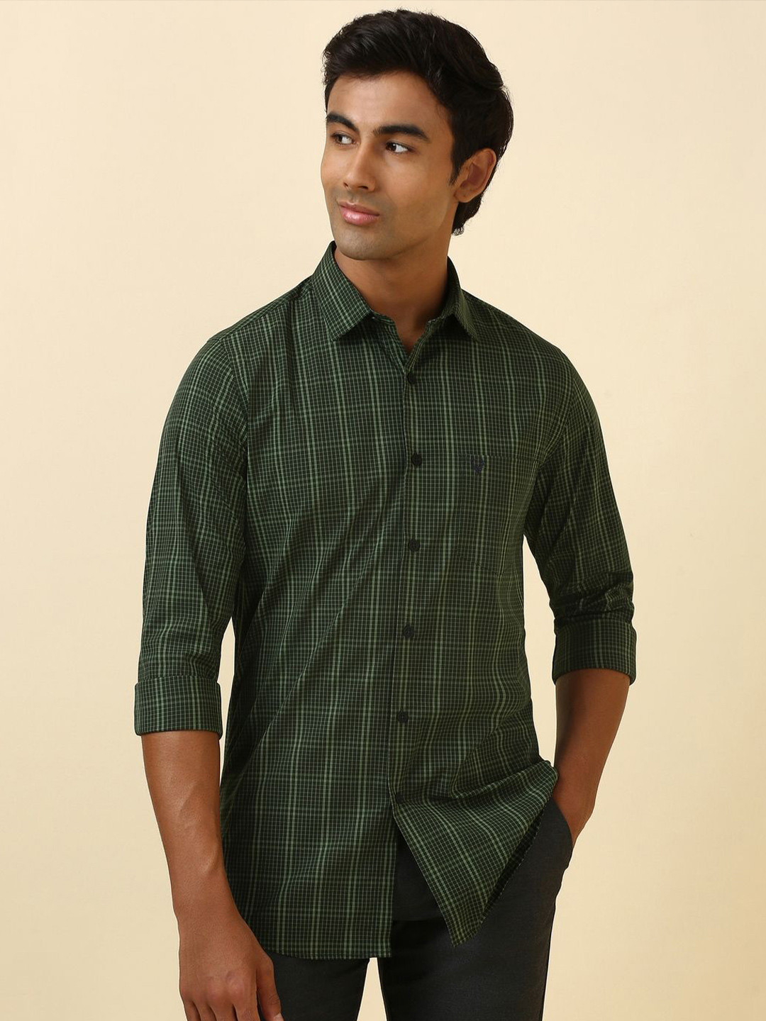 Allen Solly Grid Tattersall Checked Slim Fit Pure Cotton Shirt