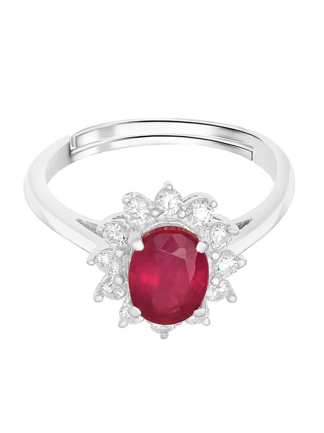 Zisthi 925 Sterling Silver Natural Ruby Princess Diana Inspired Halo Ring