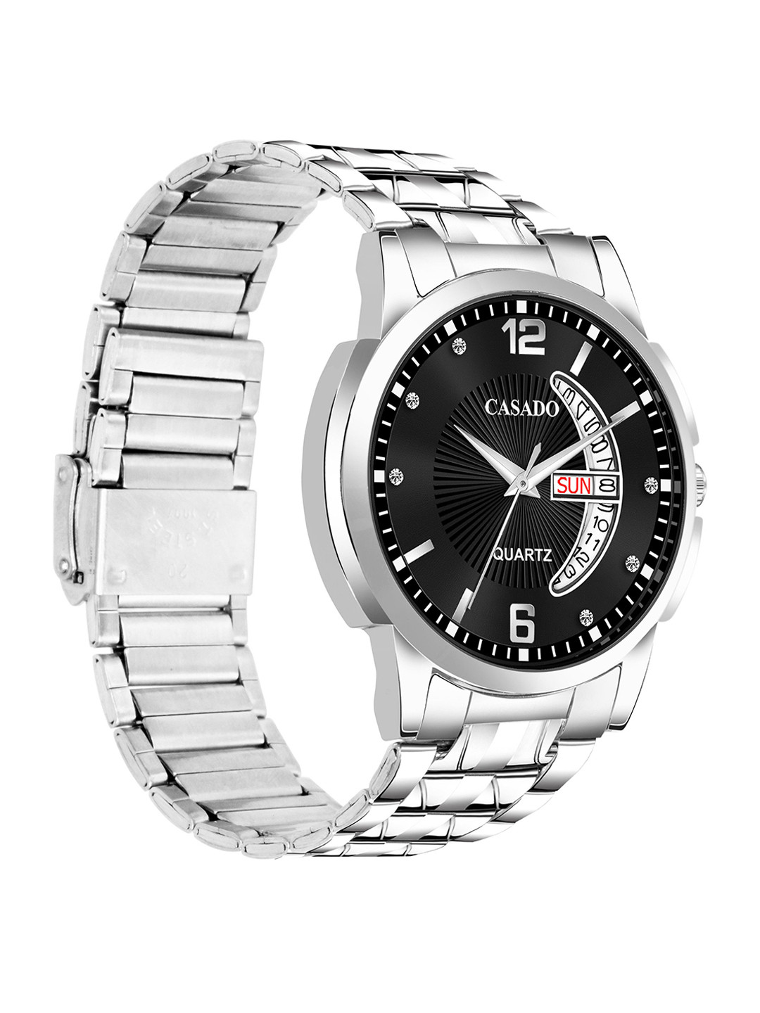 CASADO Men Embellished Bracelet Style Straps Analogue Watch CD-635-BLACK-SILVER-DD