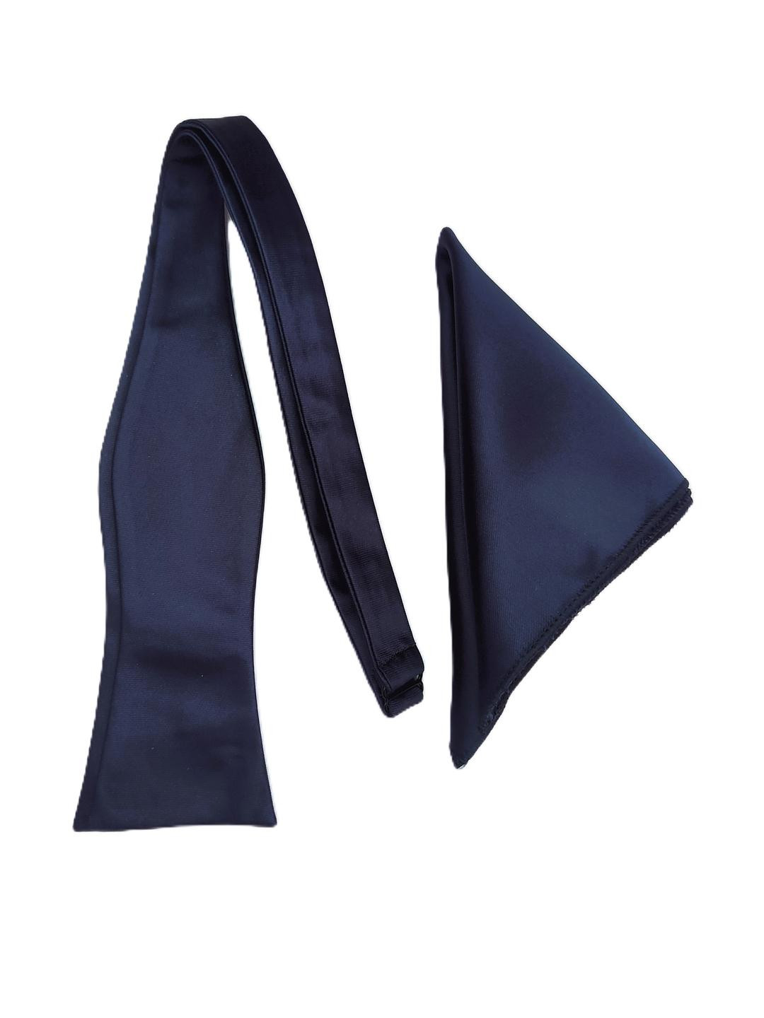 VOICI Navy Blue Satin Solid Bow Tie