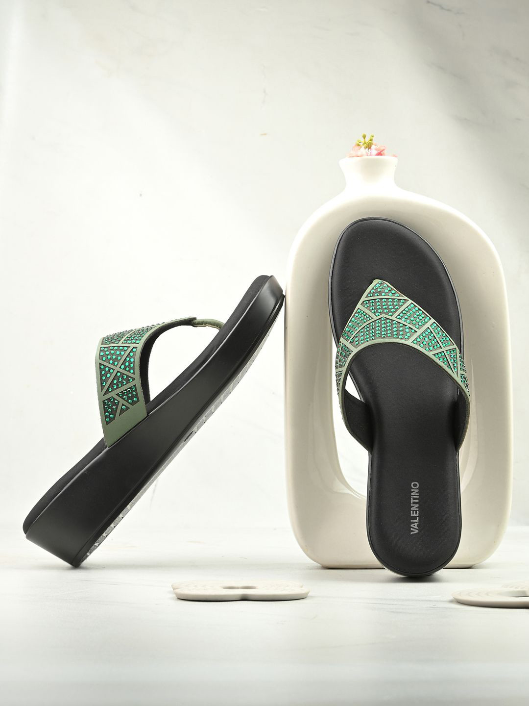 Valentino Embellished Wedge Heel Sandals