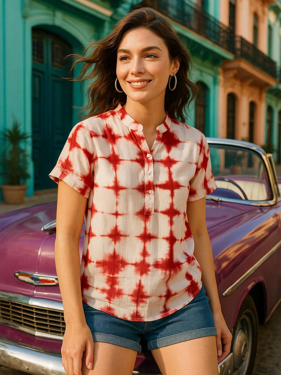 CORSICA Red Dyed Viscose Rayon Tops