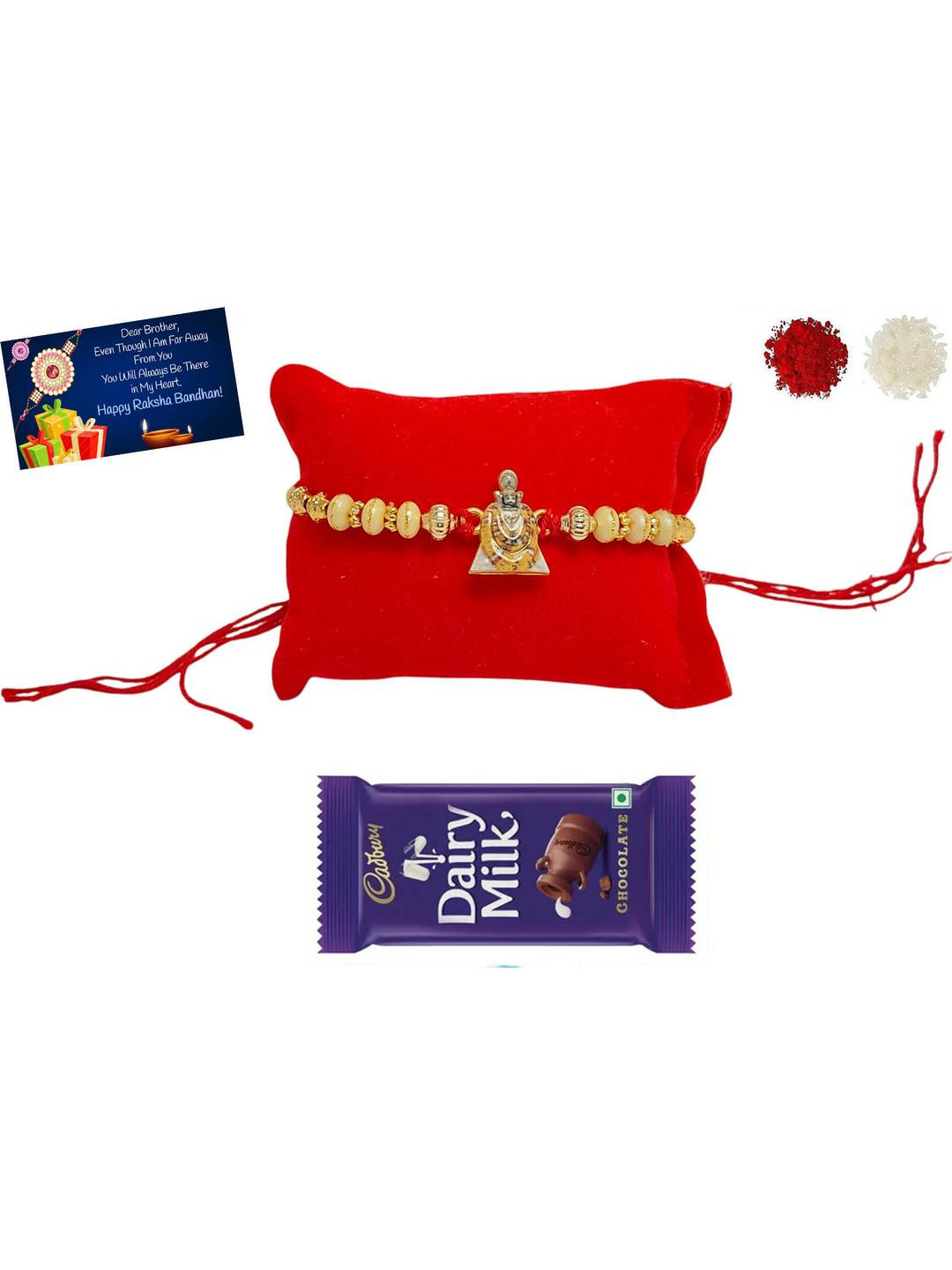 Khatu Shyam Metal Rakhi choclate Greeting card n Roli