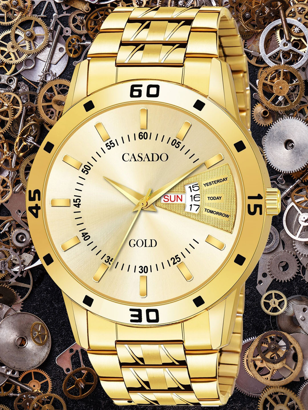 CASADO Men Dial & Stainless Steel Bracelet Style Straps Analogue Watch CD-276-GOLD-GOLD