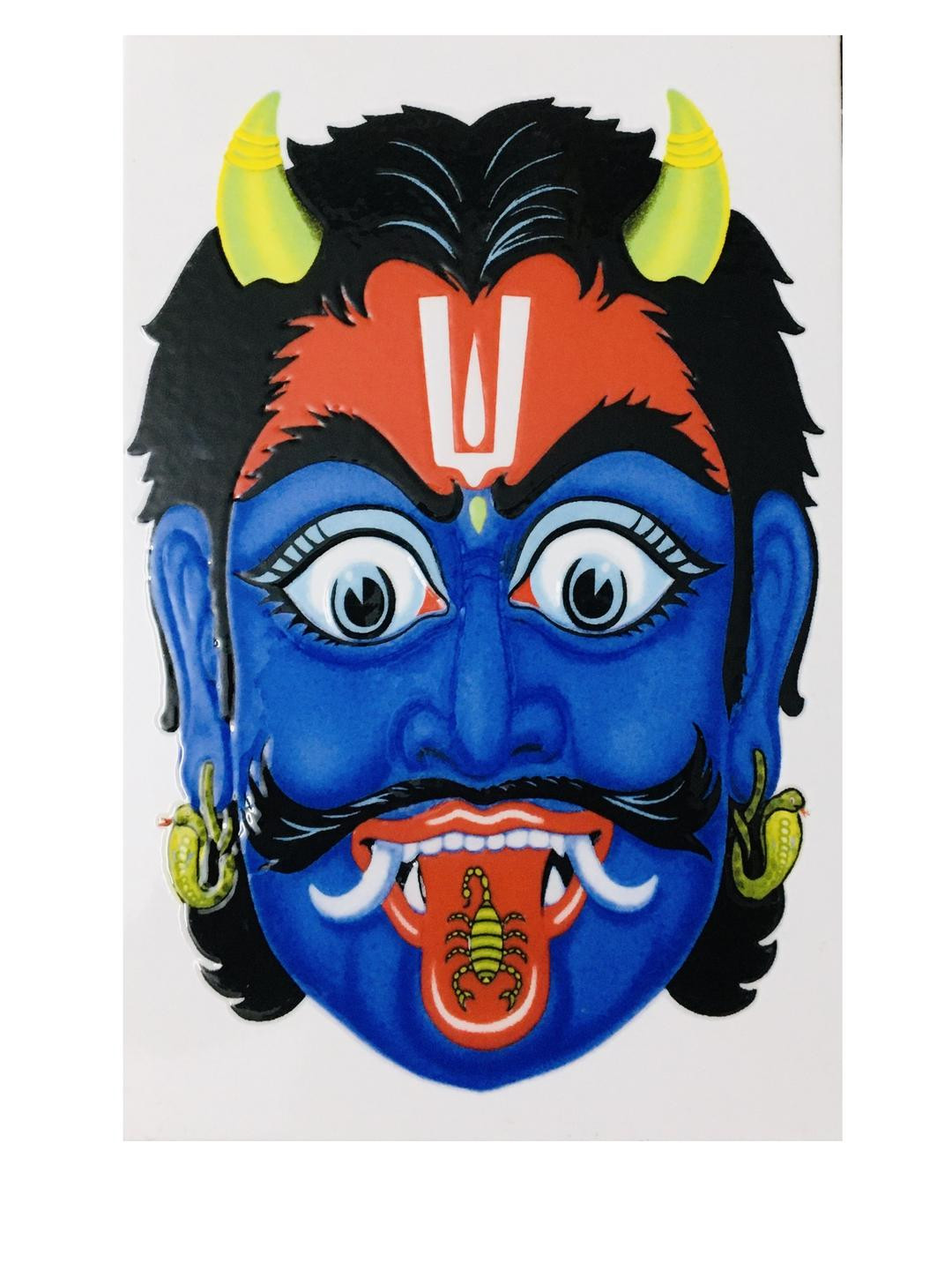 SHOP BY ROOM Blue Devil, Nazar Battu Crafted Ceramics Glossy Spiritual Wall Decor-12In