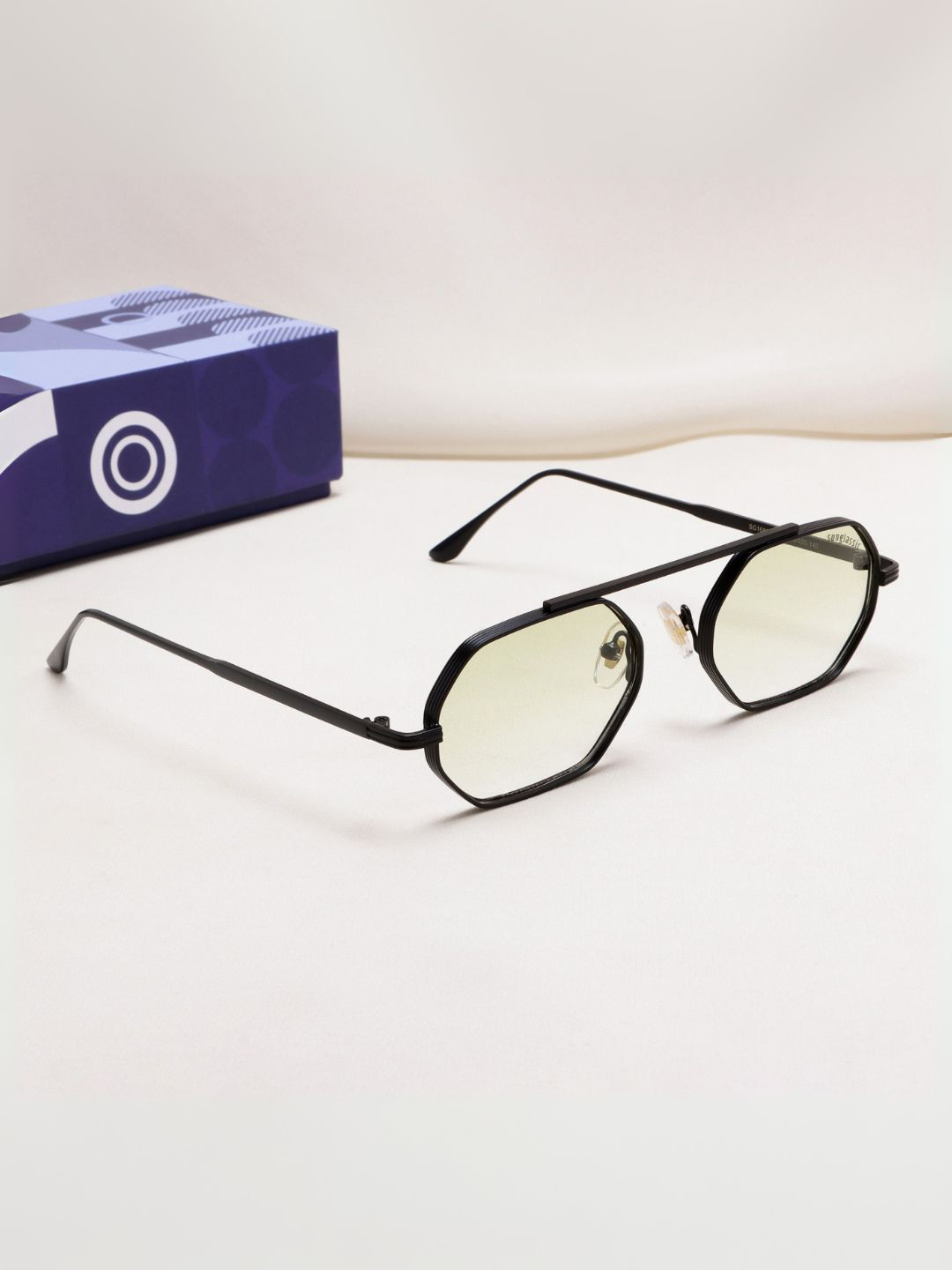 SUNGLASSIC Unisex Hexa Black Green Gradient Hexagon Sunglasses Hexa-Black-Green-Gr