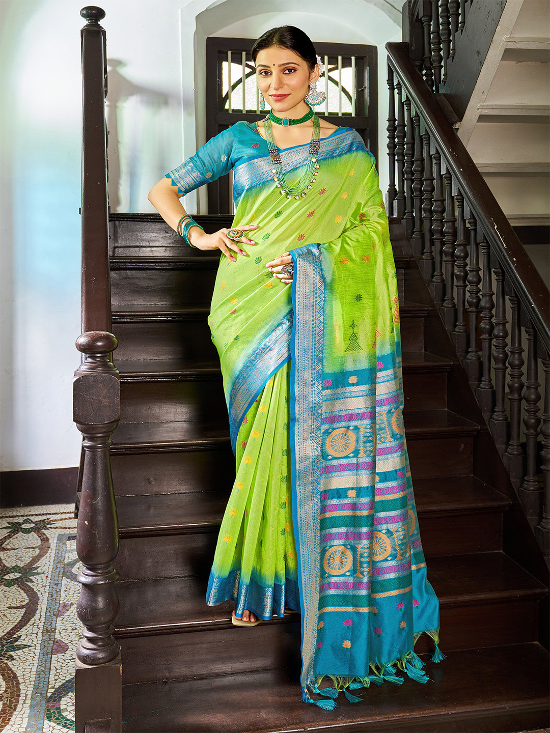all about you Woven Design Printed Zari Saree