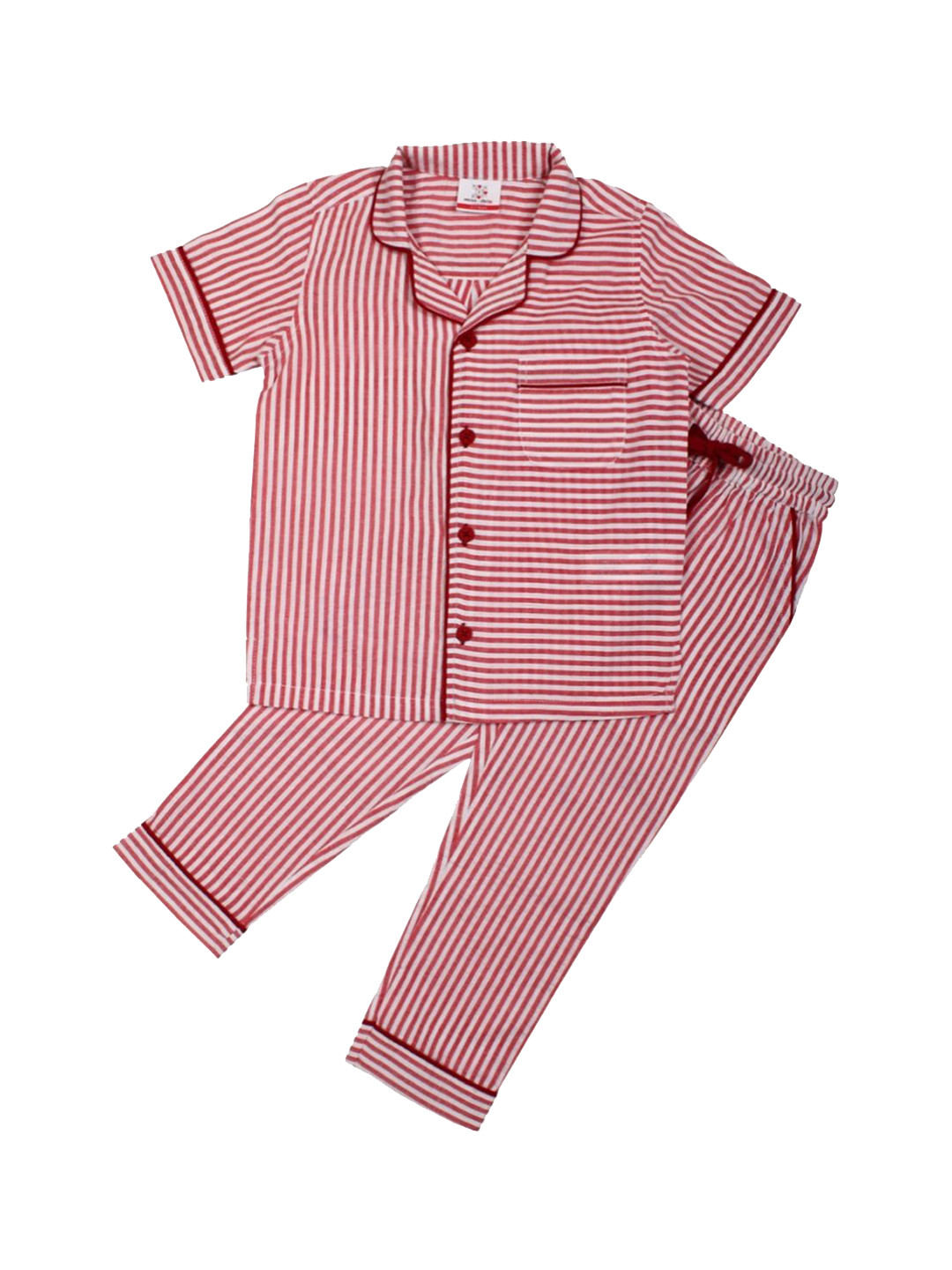 KRISS-CROX Comfy Kids Striped Lapel Collar Night Suit