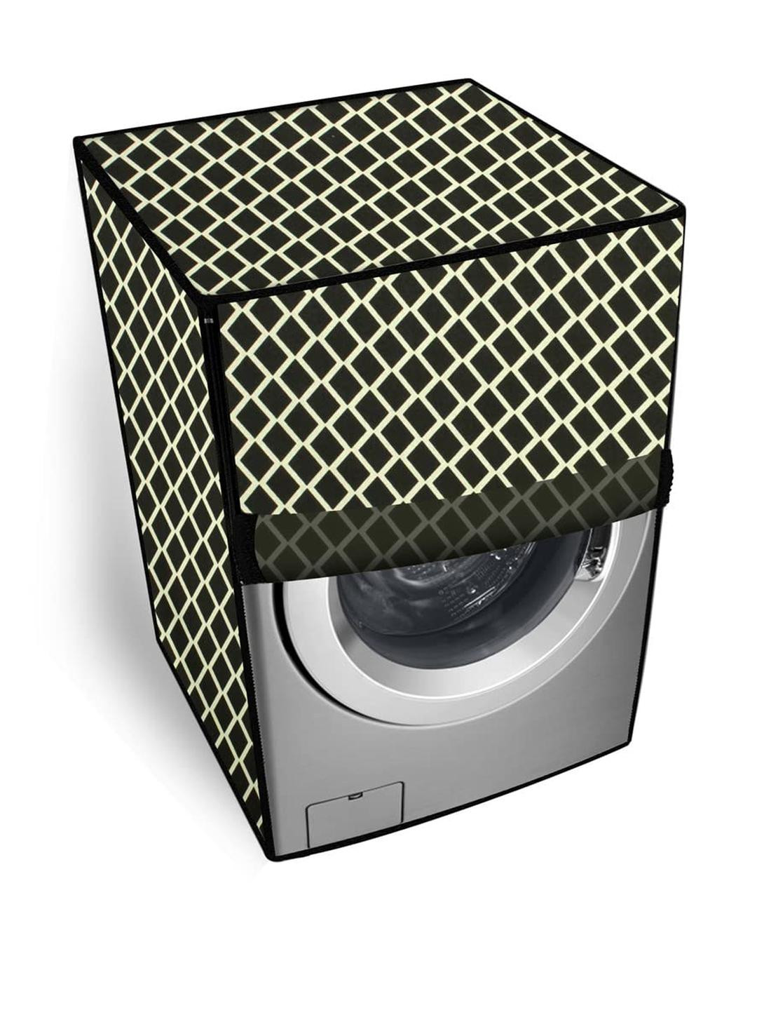 The Furnishing Tree Front Load Washing Machine Cover Check Coffee Compatible for 6 Kg Eva ZX