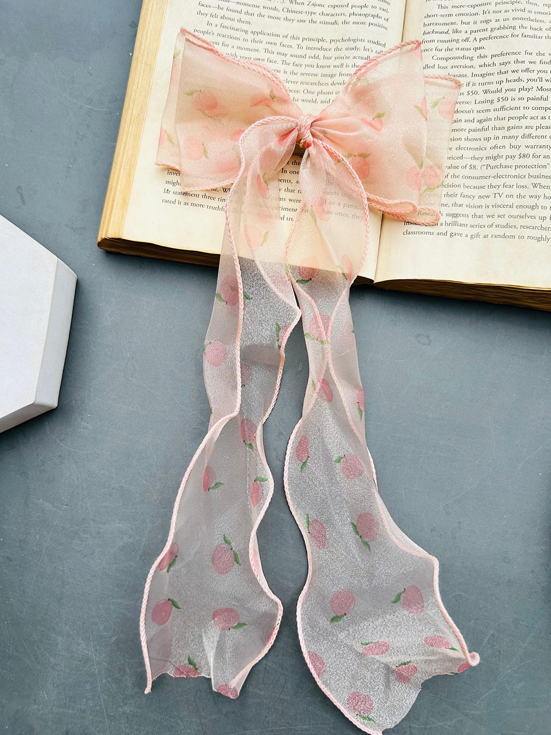 Radhya Accessories Women Whimsical Peach Sheer Hair Bow Clip