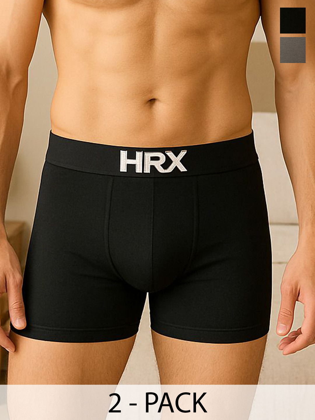 HRX by Hrithik Roshan Pack Of 2 Breathability Anti-Bacterial Short Trunks PACK OF 2-HRX-MO