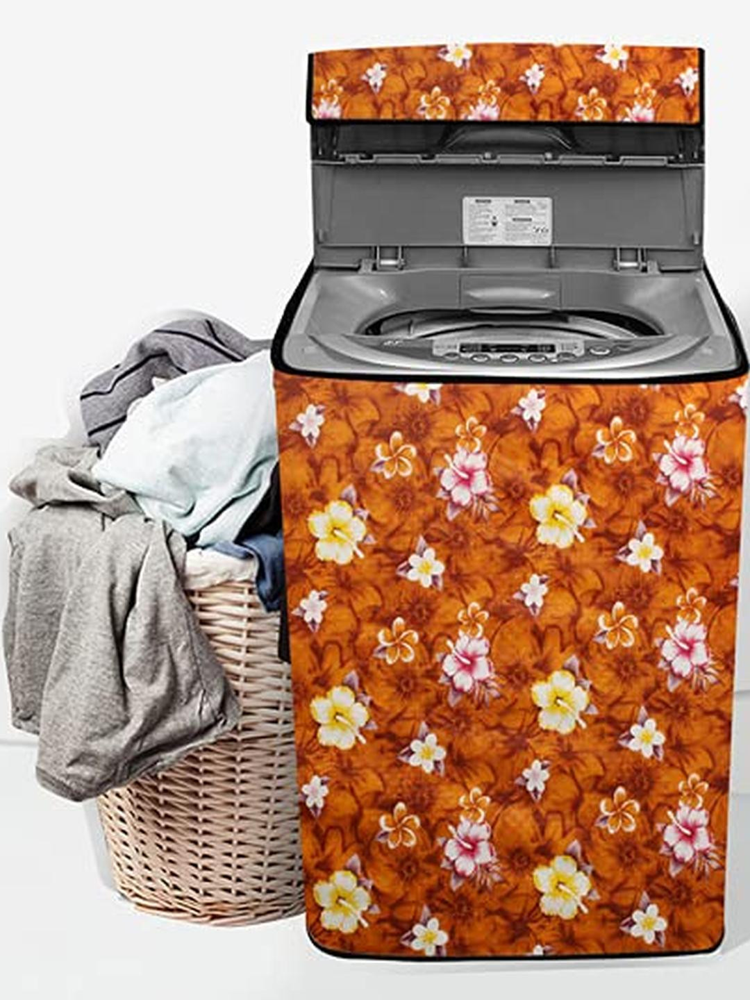 The Furnishing Tree Washing Machine Cover Floral Yellow Compatible for Godrej 6.4 Kg Fully-Automati