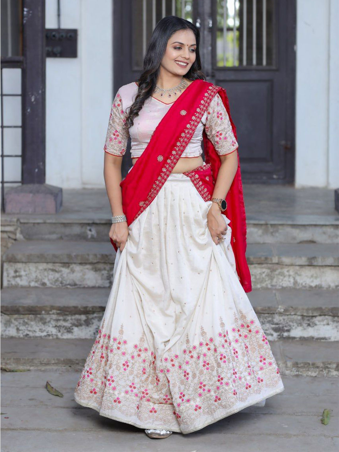 Aavisa Queency Embroidered Zari Silk Ready To Wear Lehenga & Unstitched Choli With Dupatta