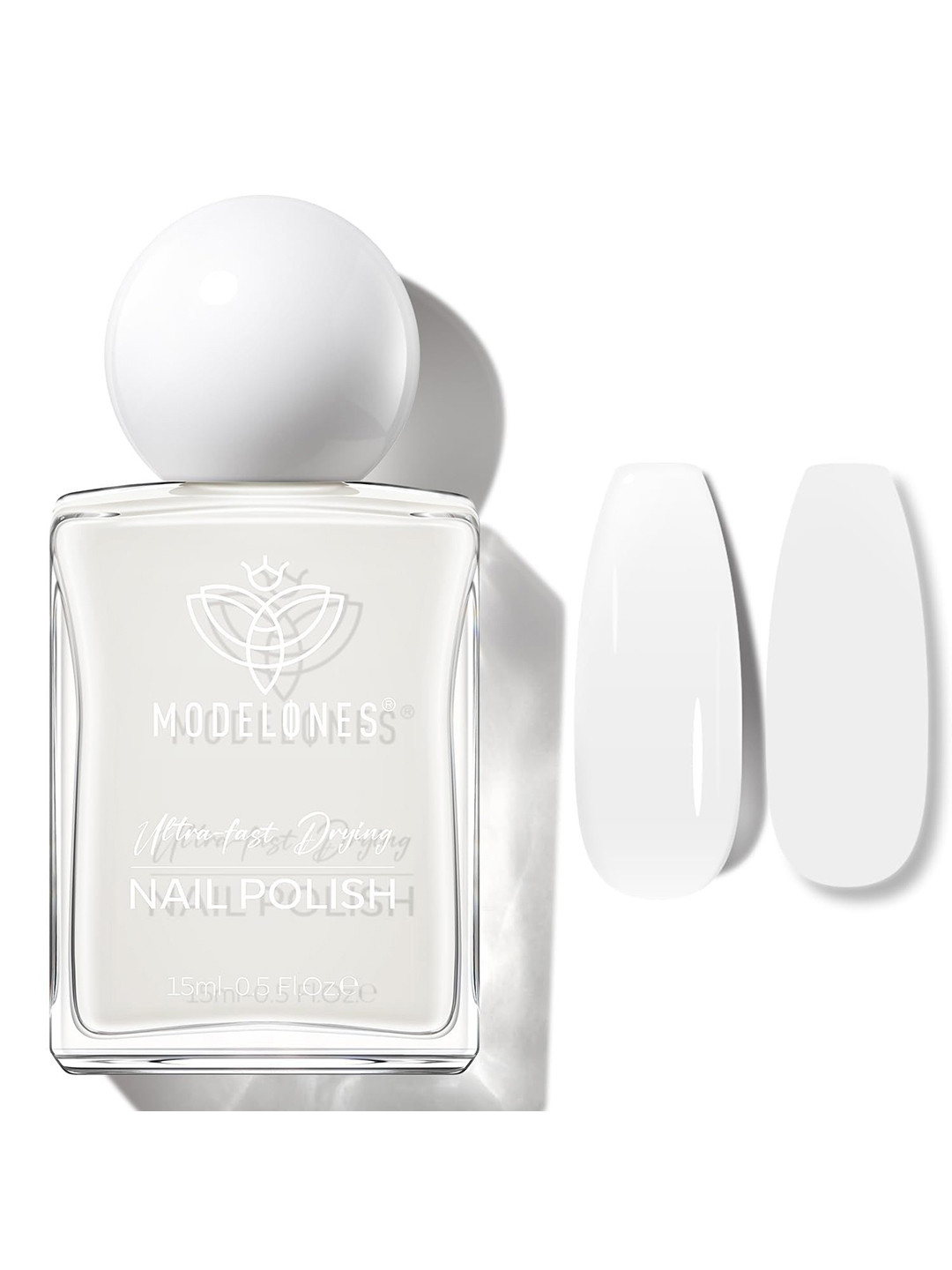 Modelones Ultra Fast Drying Nail Polish- 15 ml- White Haze