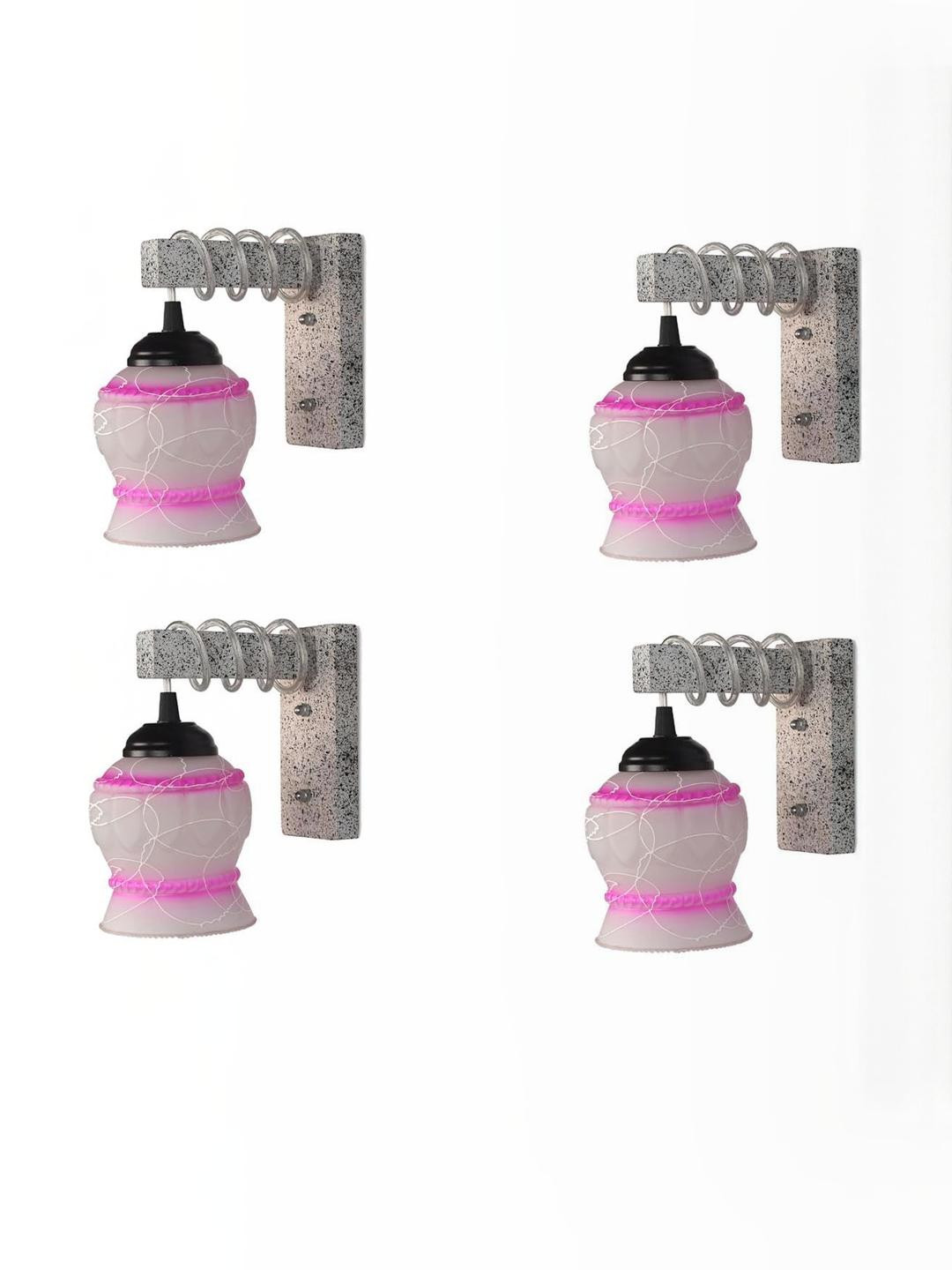 SOMIL Pink Glass Cylinder Printed Wall Lamps