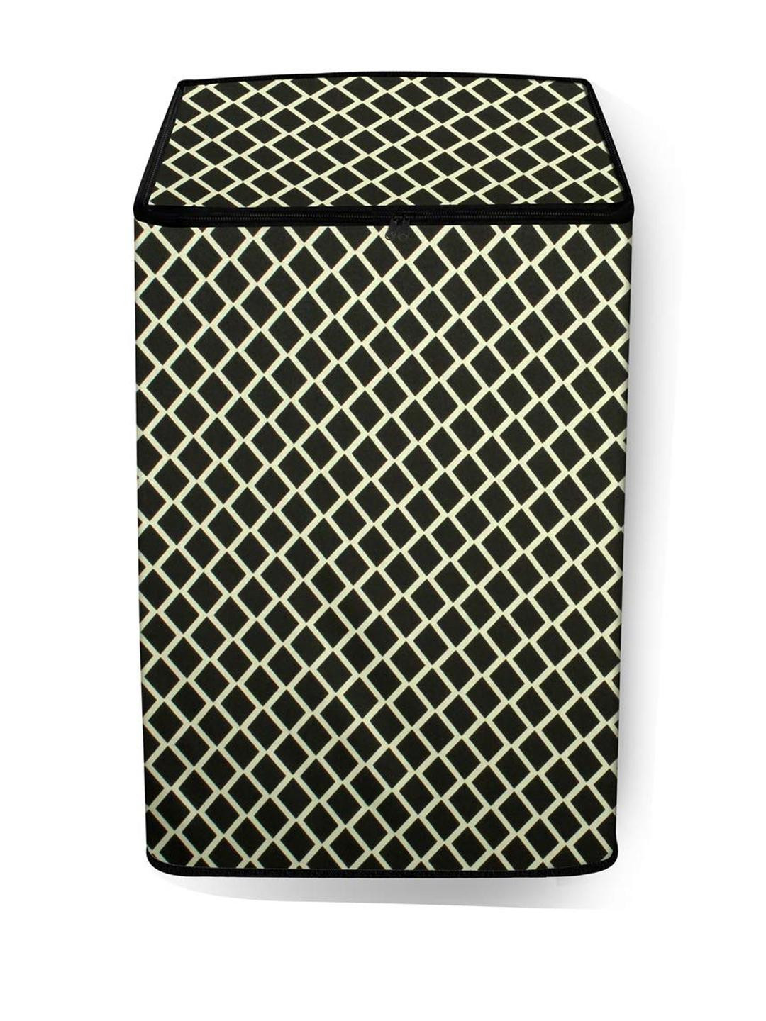 The Furnishing Tree Washing Machine Cover Check Coffee Compatible for Godrej 6.1 Kg Fully-Automatic