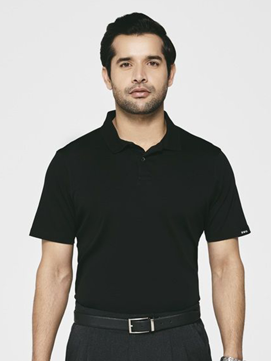 BWG Men Solid Polo Collar Cotton T-shirt