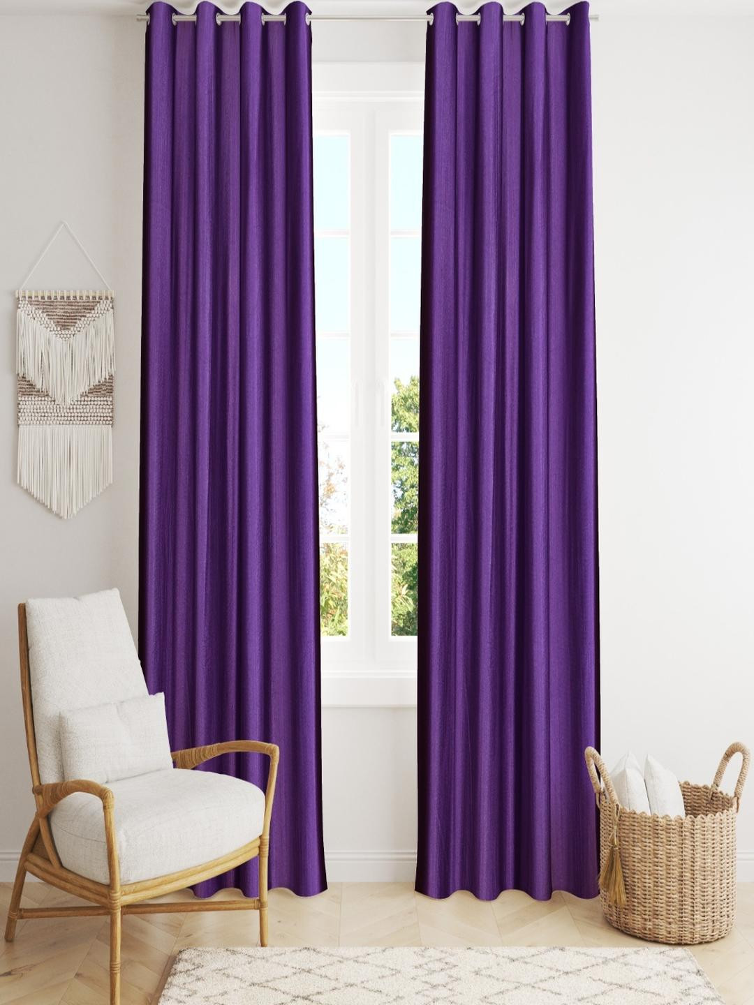 AADI TRADERS Purple Polyester Long Door Curtain