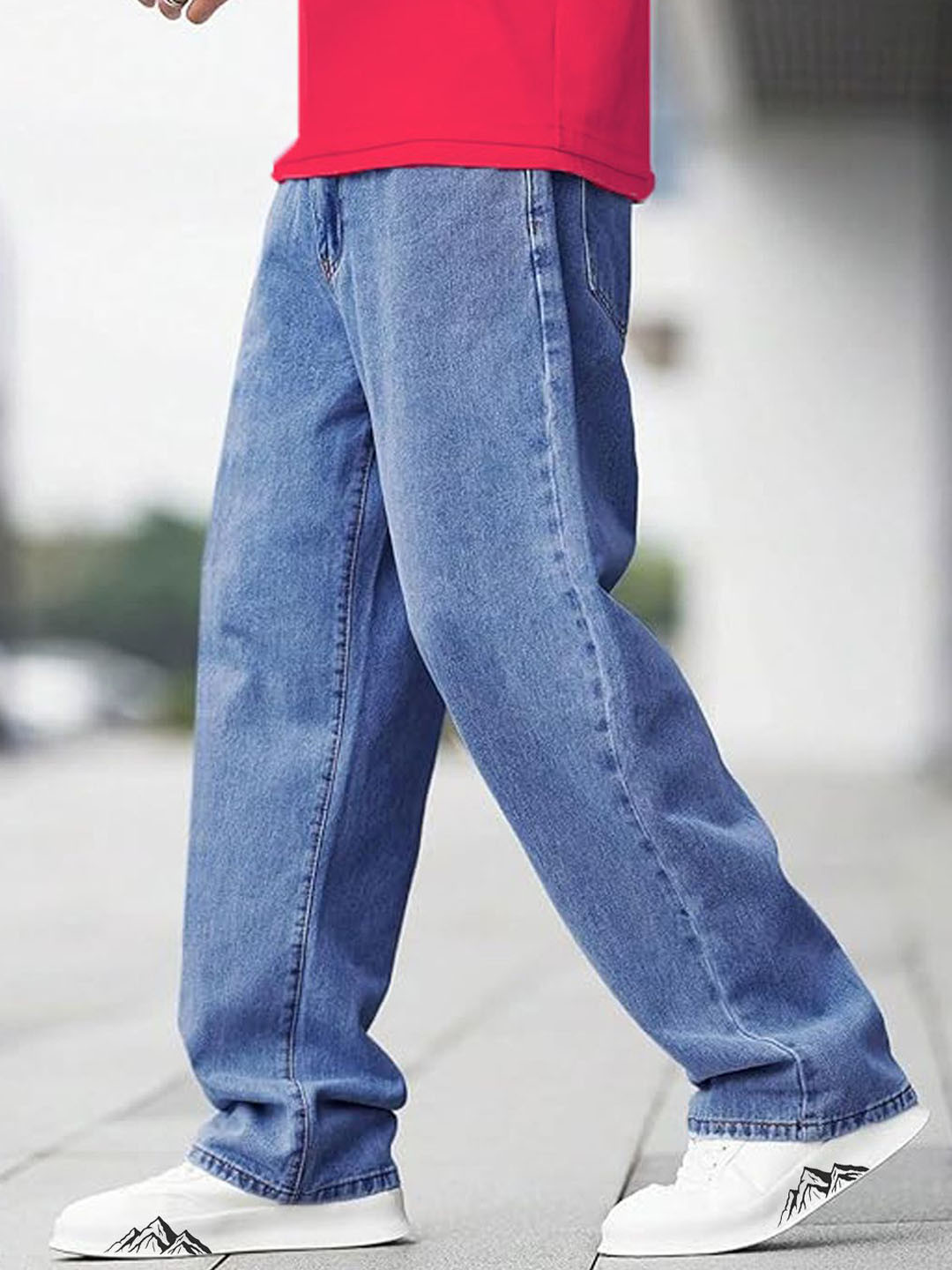 VYNTIQ Men Baggy Mid-Rise Light Fade Jeans