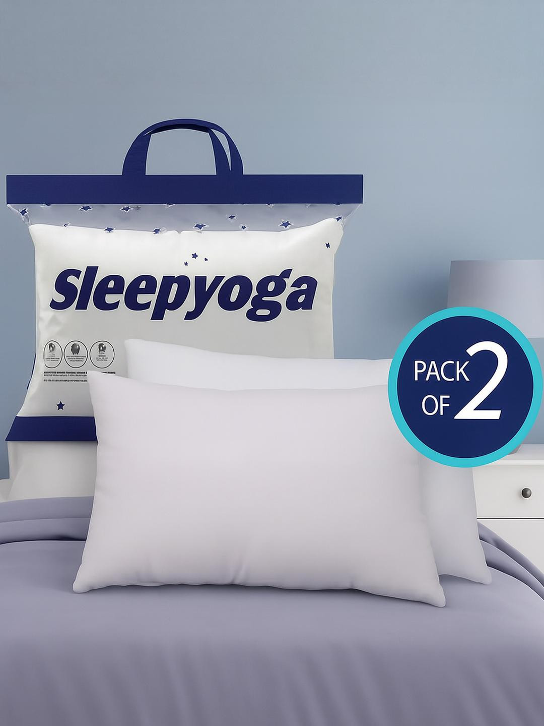 sleepyoga Set Of 2 White Cotton Pillows