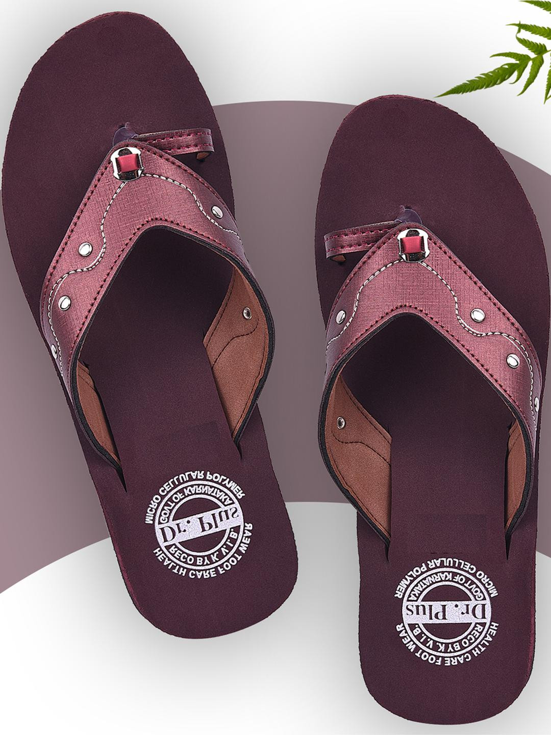 DR.PLUS Women Maroon Synthetic Flip Flops