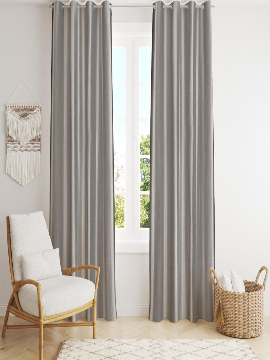 AADI TRADERS Grey Polyester Door Curtain
