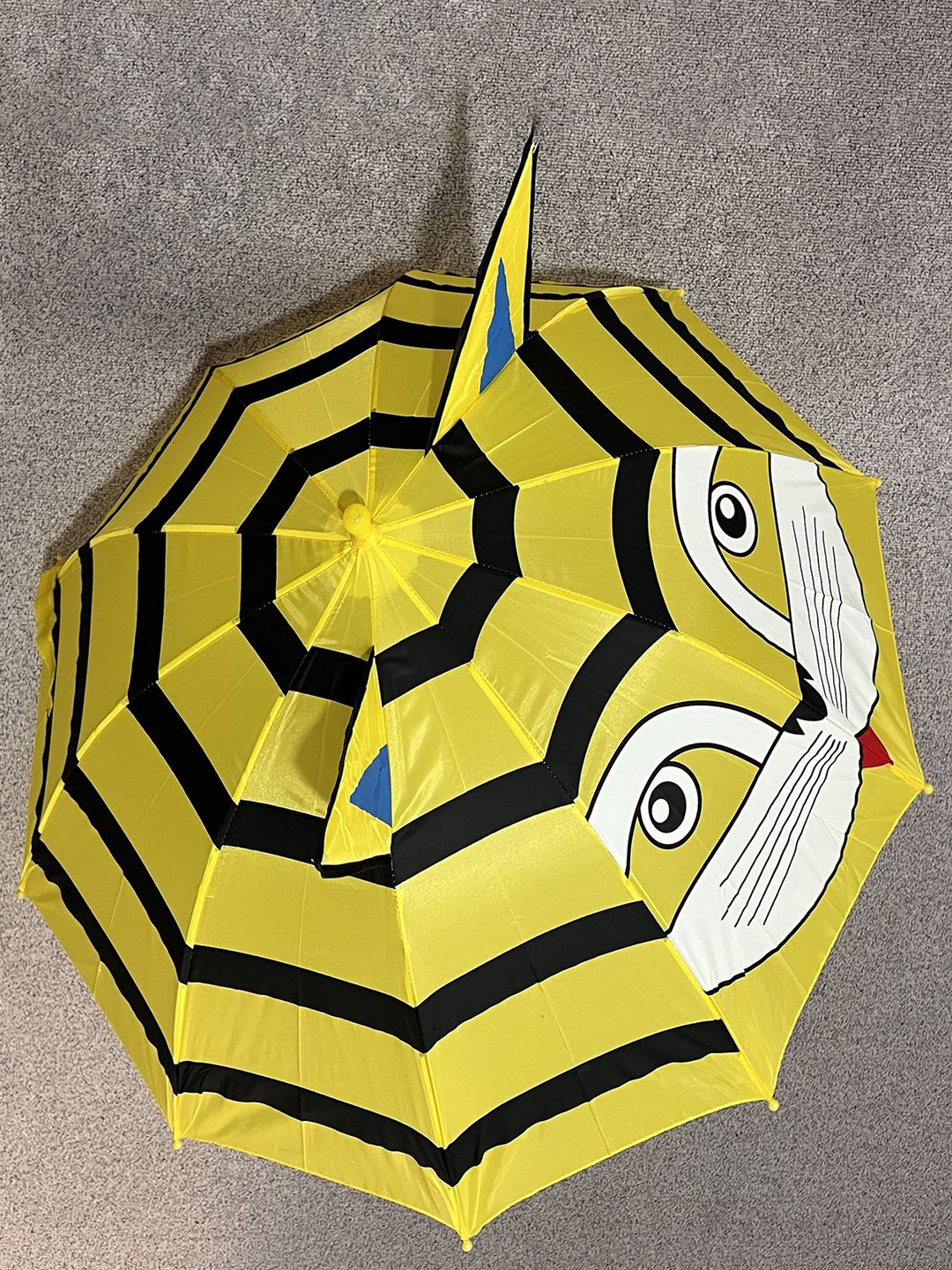 MUREN Manual 1 Foldable 3D Design Cat Printed Strips Umbrella With Whistle