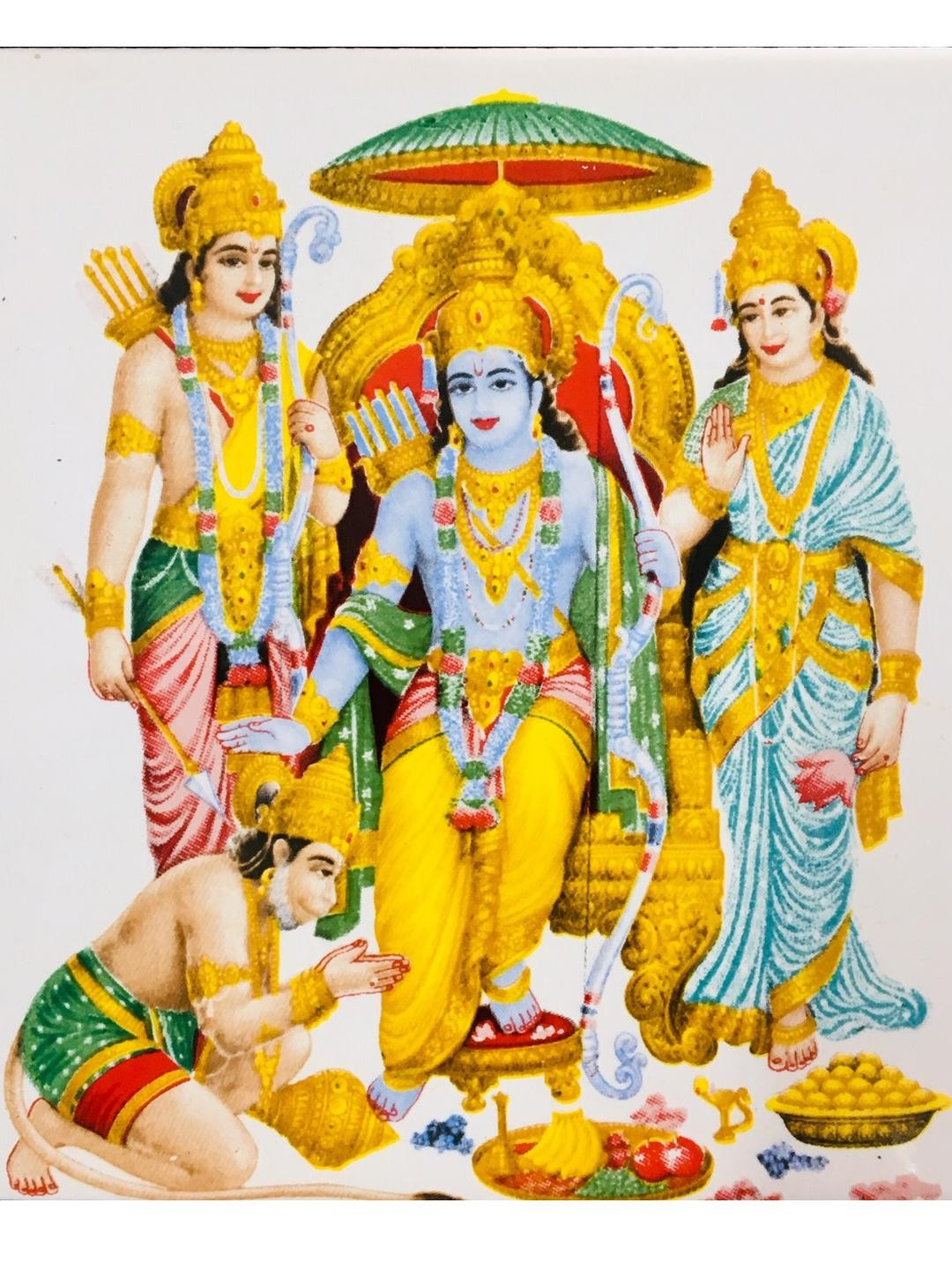 SHOP BY ROOM Lord Rama Ceramic Ethnic Motifs Glossy Pooja Room Spiritual Wall Decor-6In