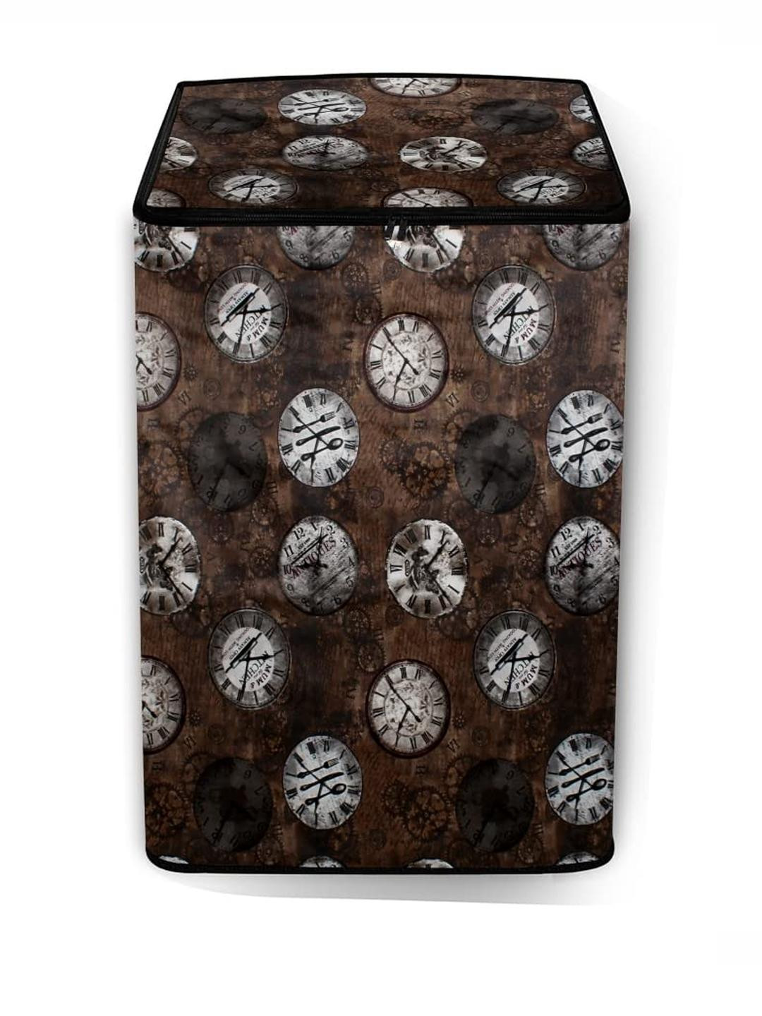 The Furnishing Tree Washing Machine Cover Analog Pattern Coffee Compatible for Whirlpool 13 Kg Full