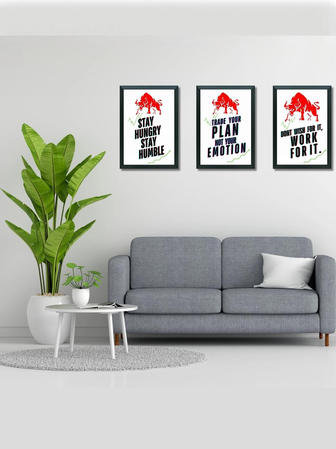 Aisha Decorz Pack of 3 Quotes Printed Wall Painting