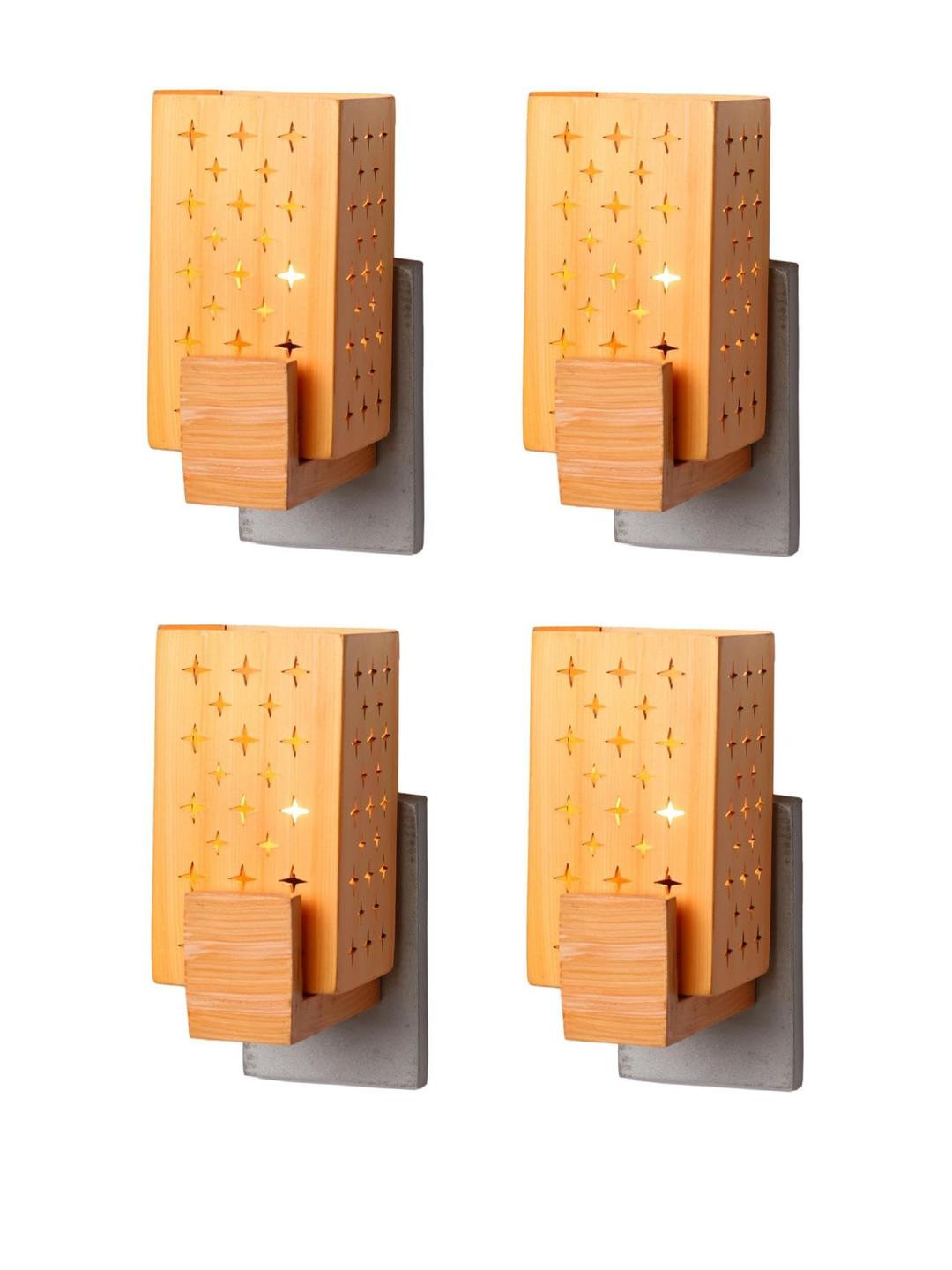 SOMIL Cream Glass Cylinder Printed Wall Lamps