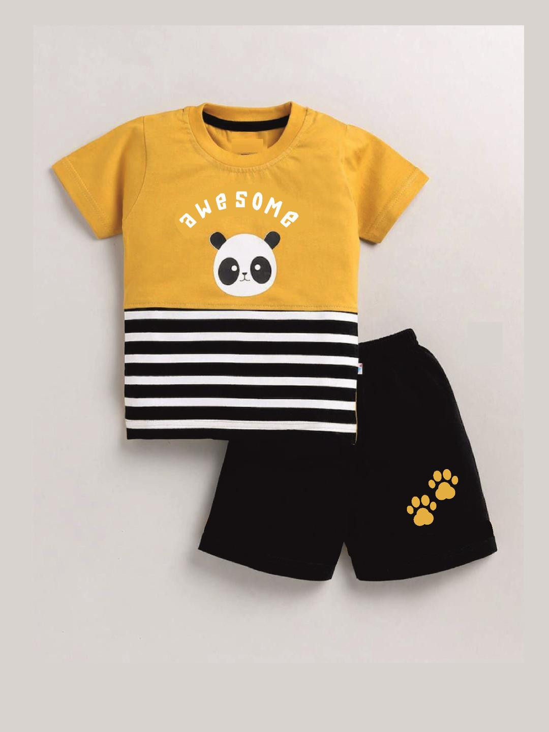 ACTLIVE Boys Mustard Cotton Blend Clothing Set