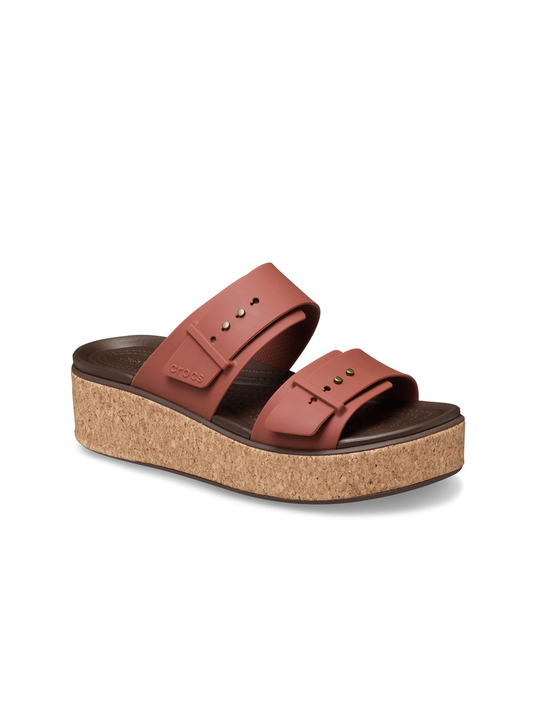 Crocs Brooklyn Women Textured Cork Buckle Open-Toe Flats
