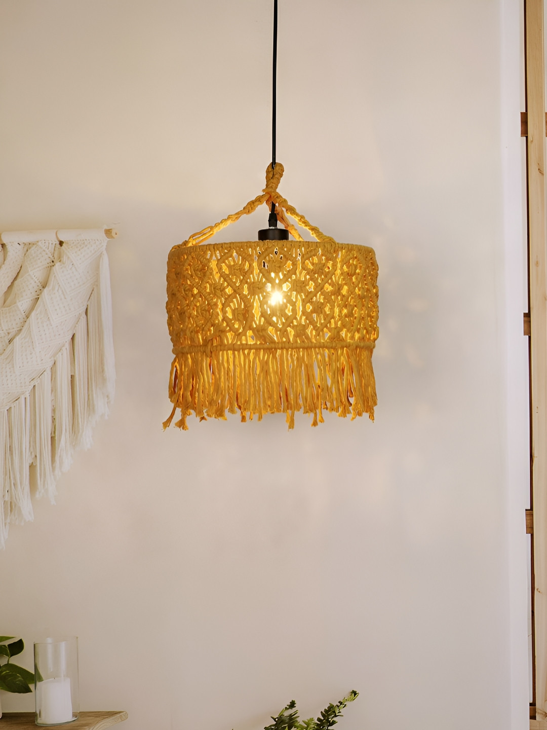 Fos Lighting Yellow Textured Bohemian Abstract Shaped Ceiling Lamp