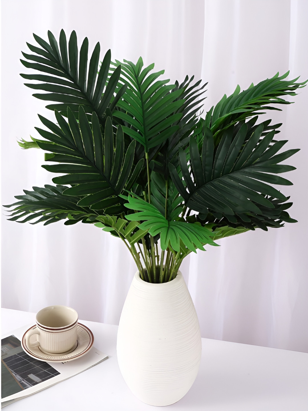 TIED RIBBONS Artificial Monstera Green Plants with 12 Leaf Simulated Bonsai Potted Plant