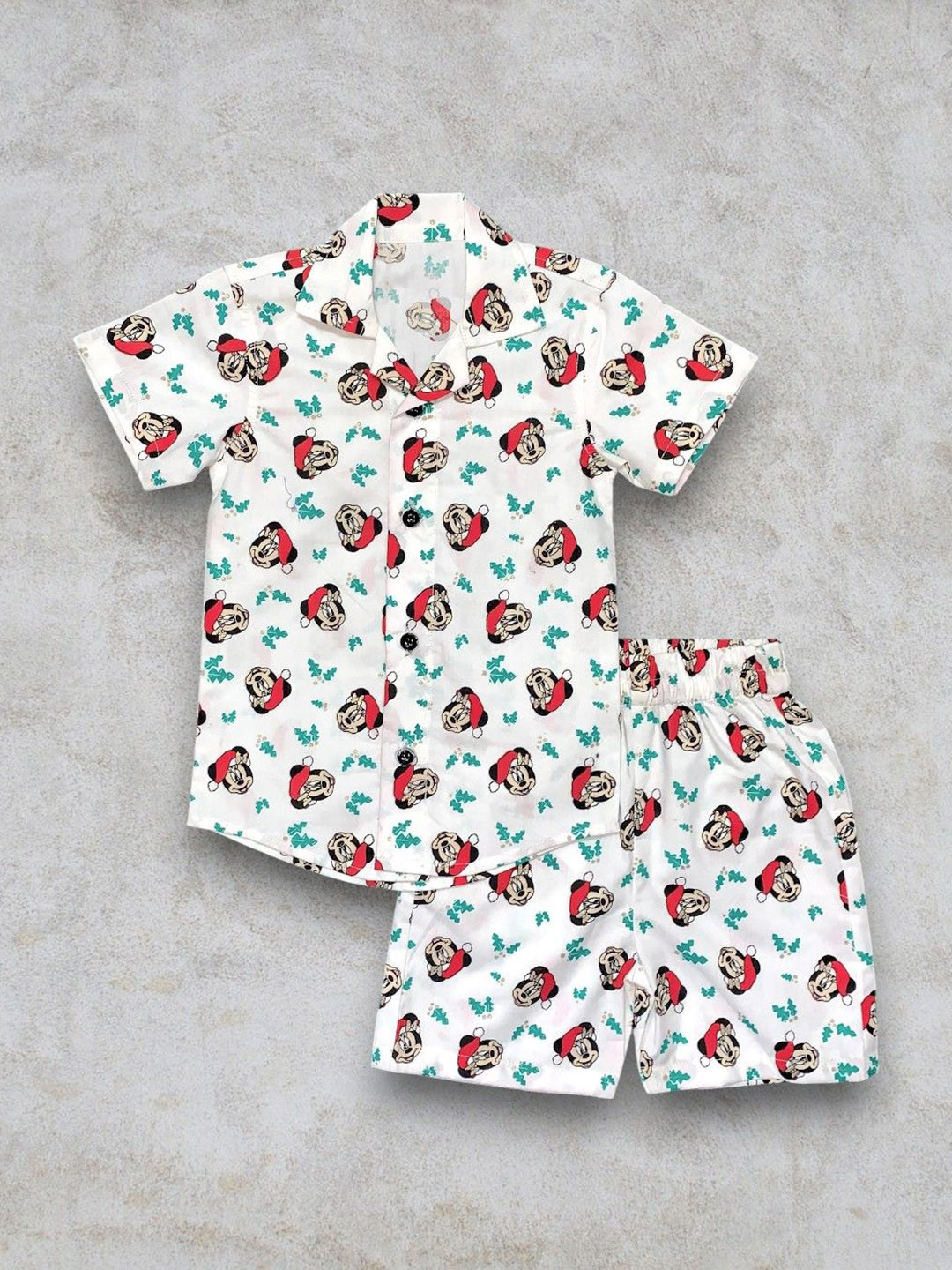 Anneca Kids Mickey Mouse Printed Short Sleeves Pure Cotton Shirt With Shorts