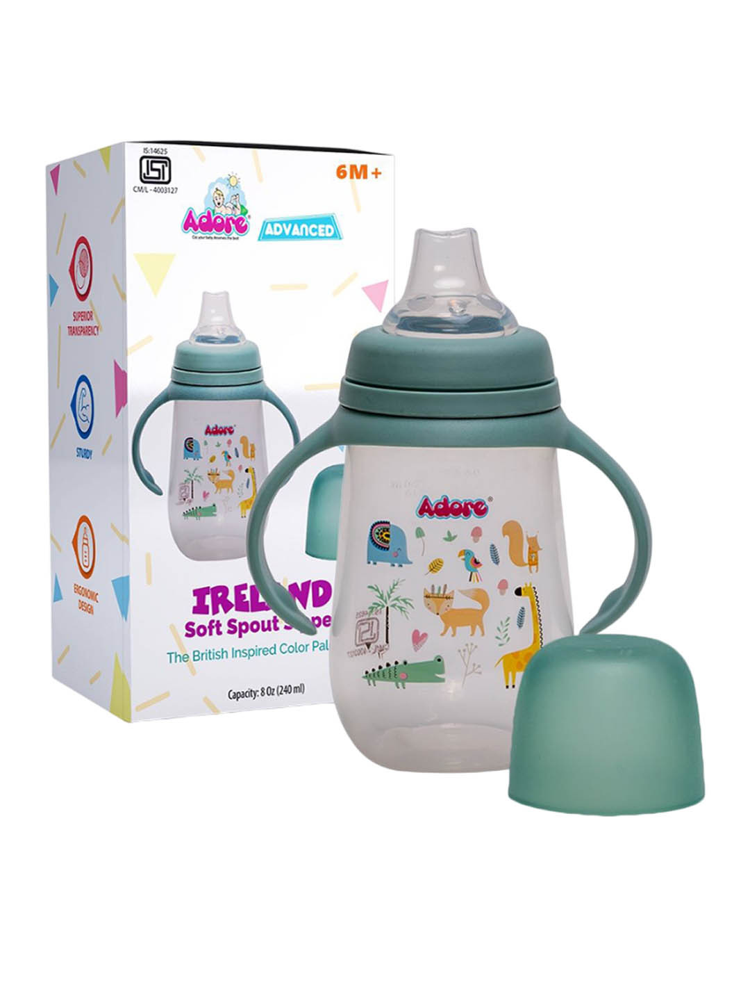 Adore Pro Ireland Palette Premium Baby Spout Sipper With Handle-240 ml