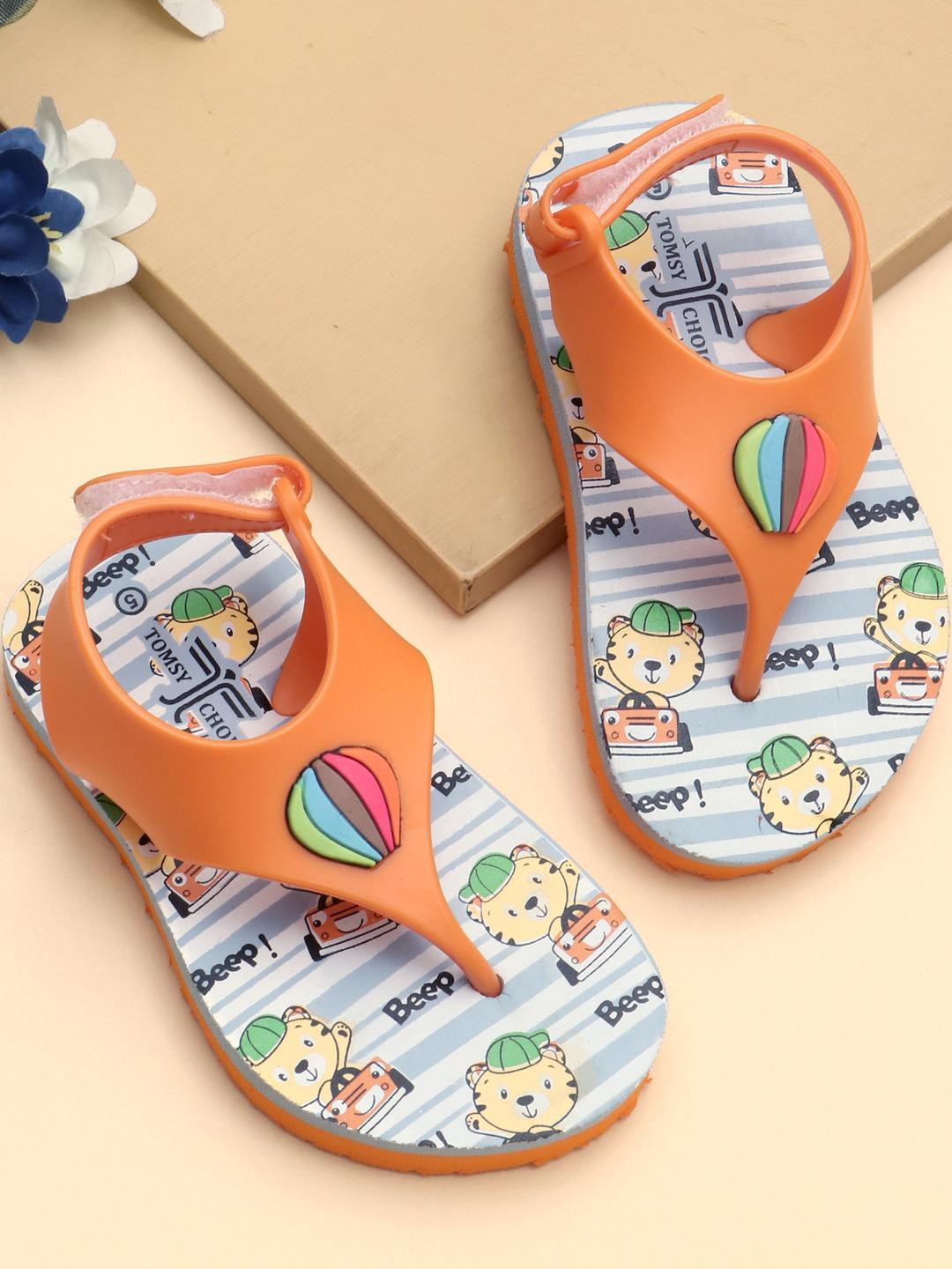 TOMSY CHOICE Kids-Unisex Orange EVA Flip Flops