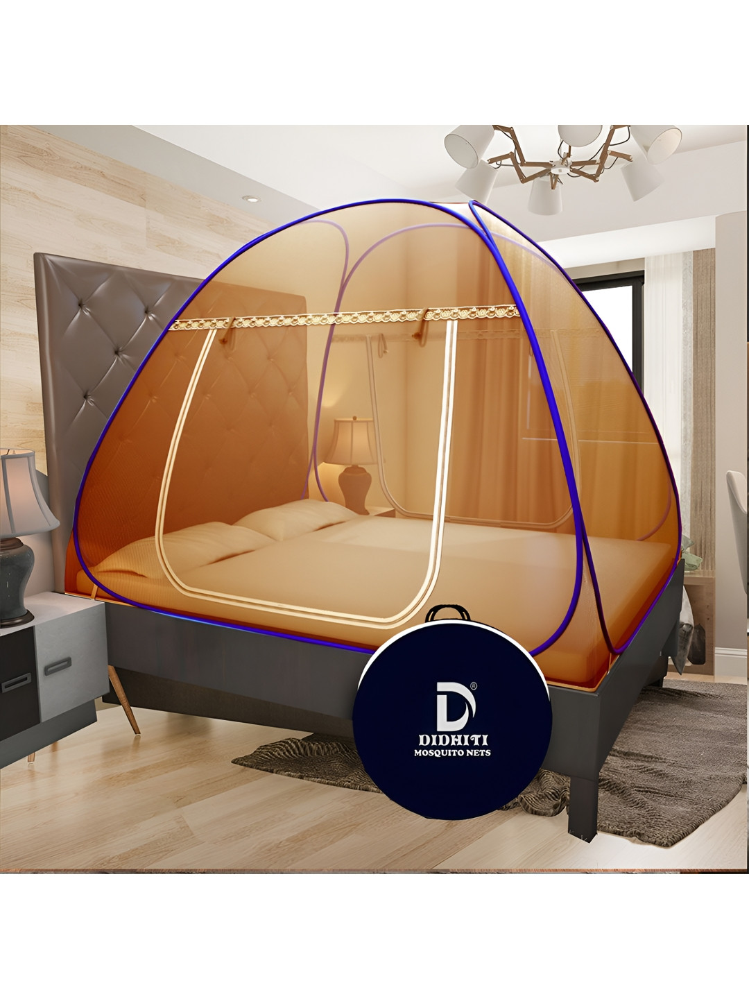 didhiti Brown & Blue Queen Size Tent Mosquito Net