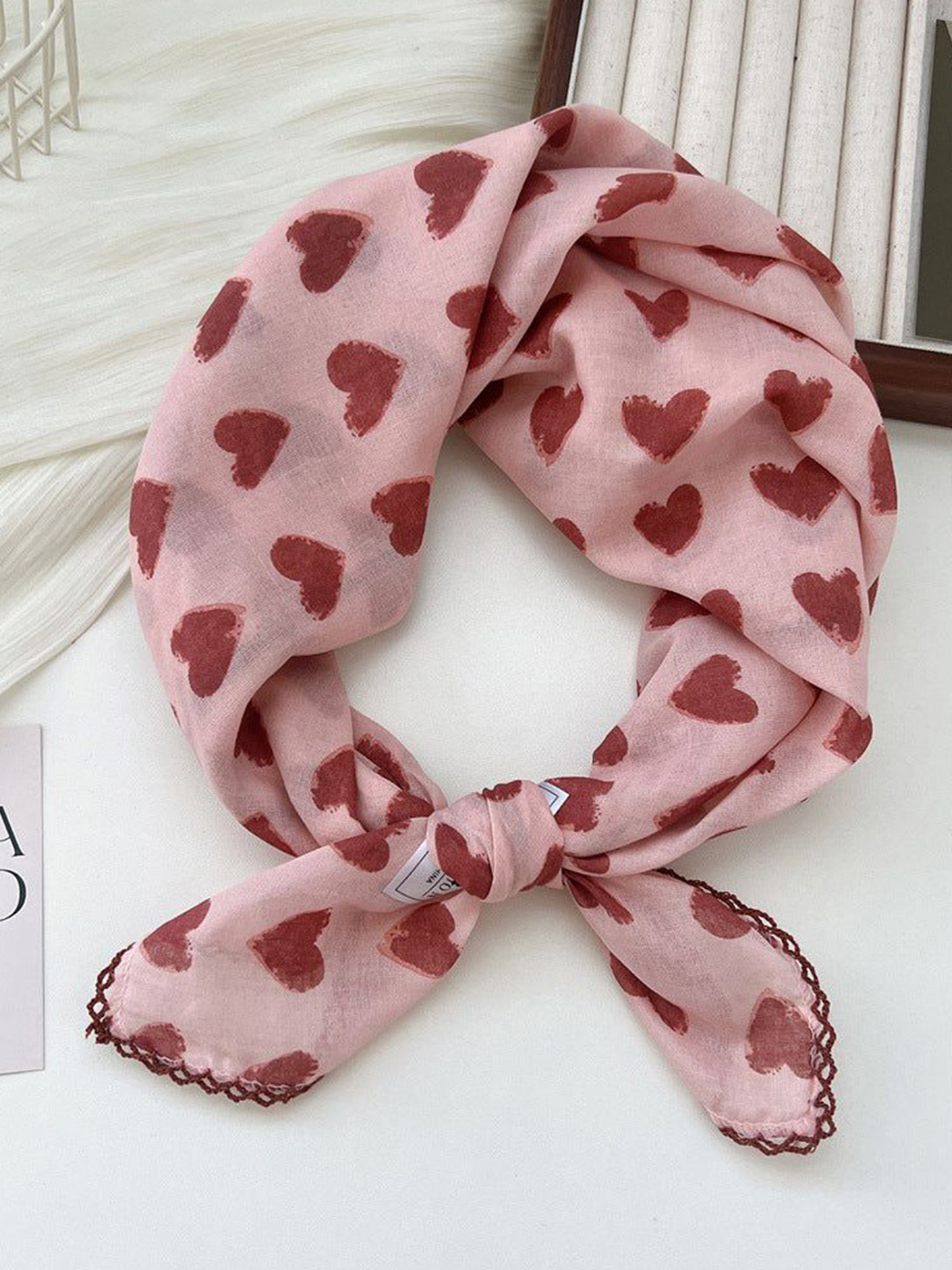 QUECY Women Cotton Love Heart Printed Scarf