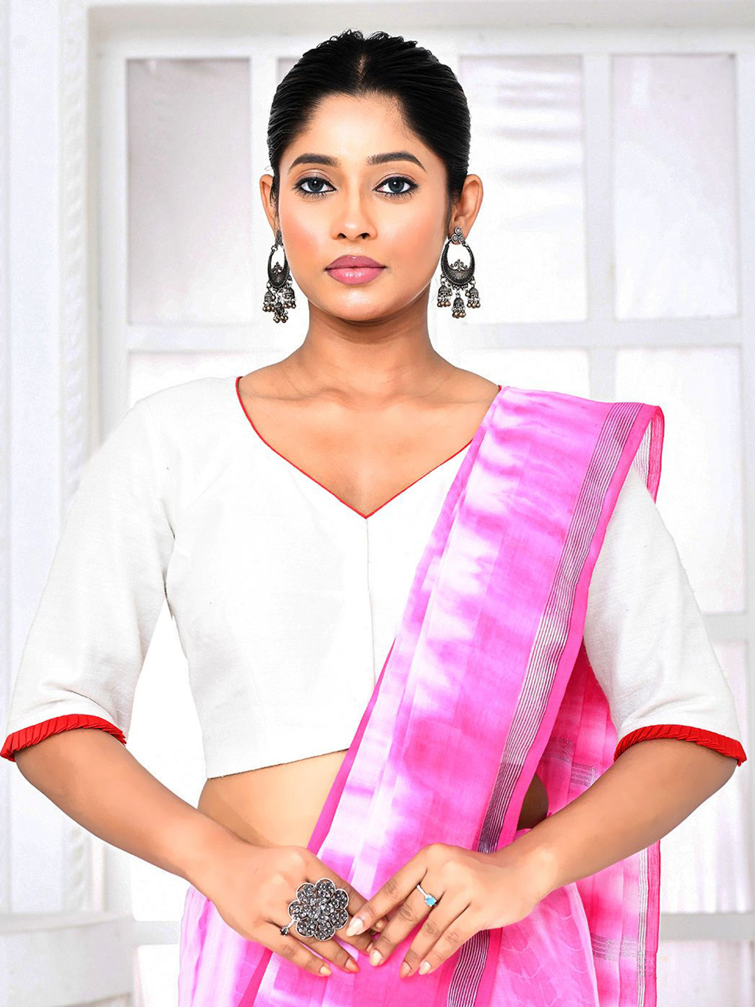 SPRISH Embroidered Three Fourth Sleeve Saree Blouse