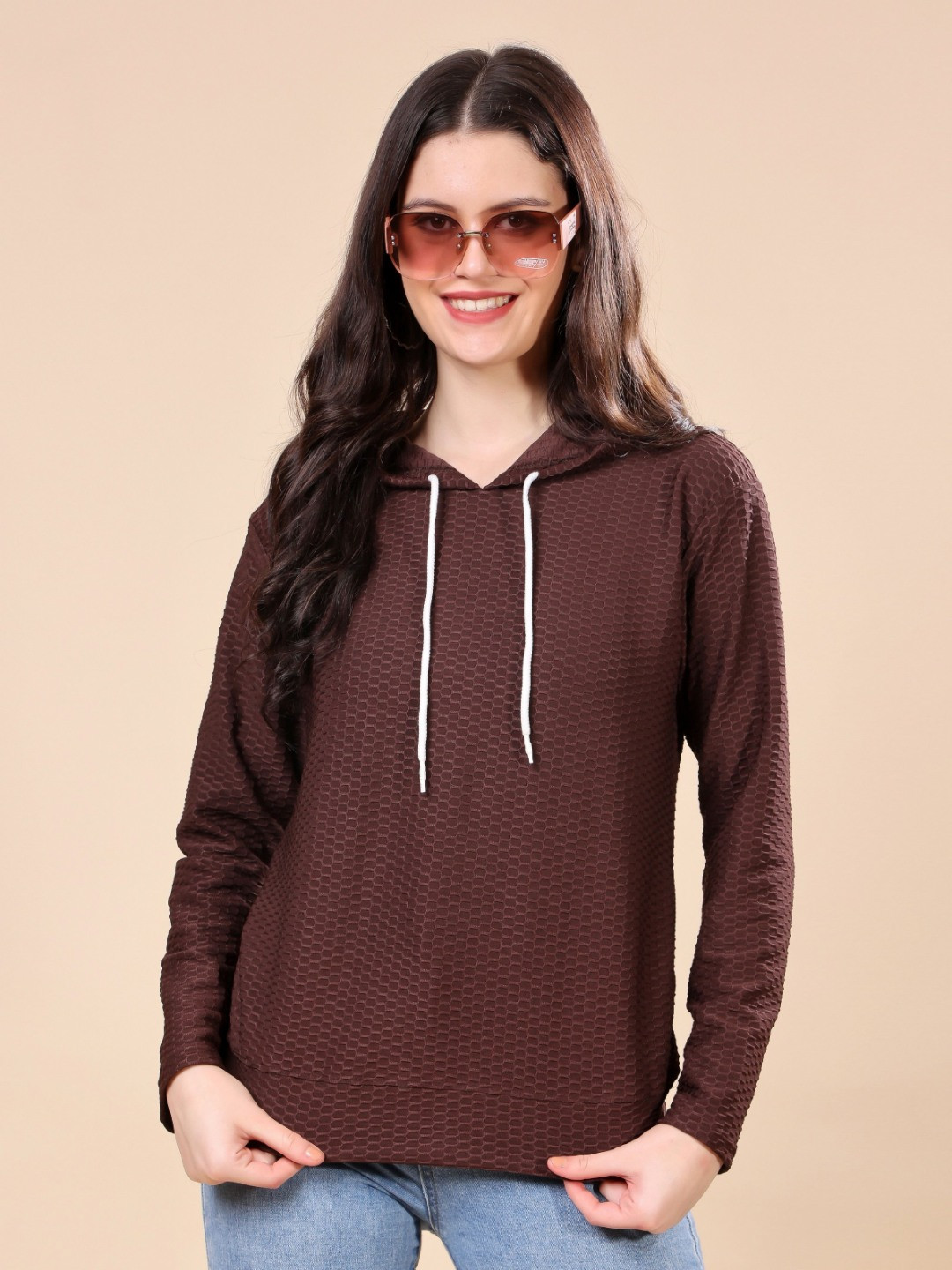 TQH Women Pullover Textured Hoodie